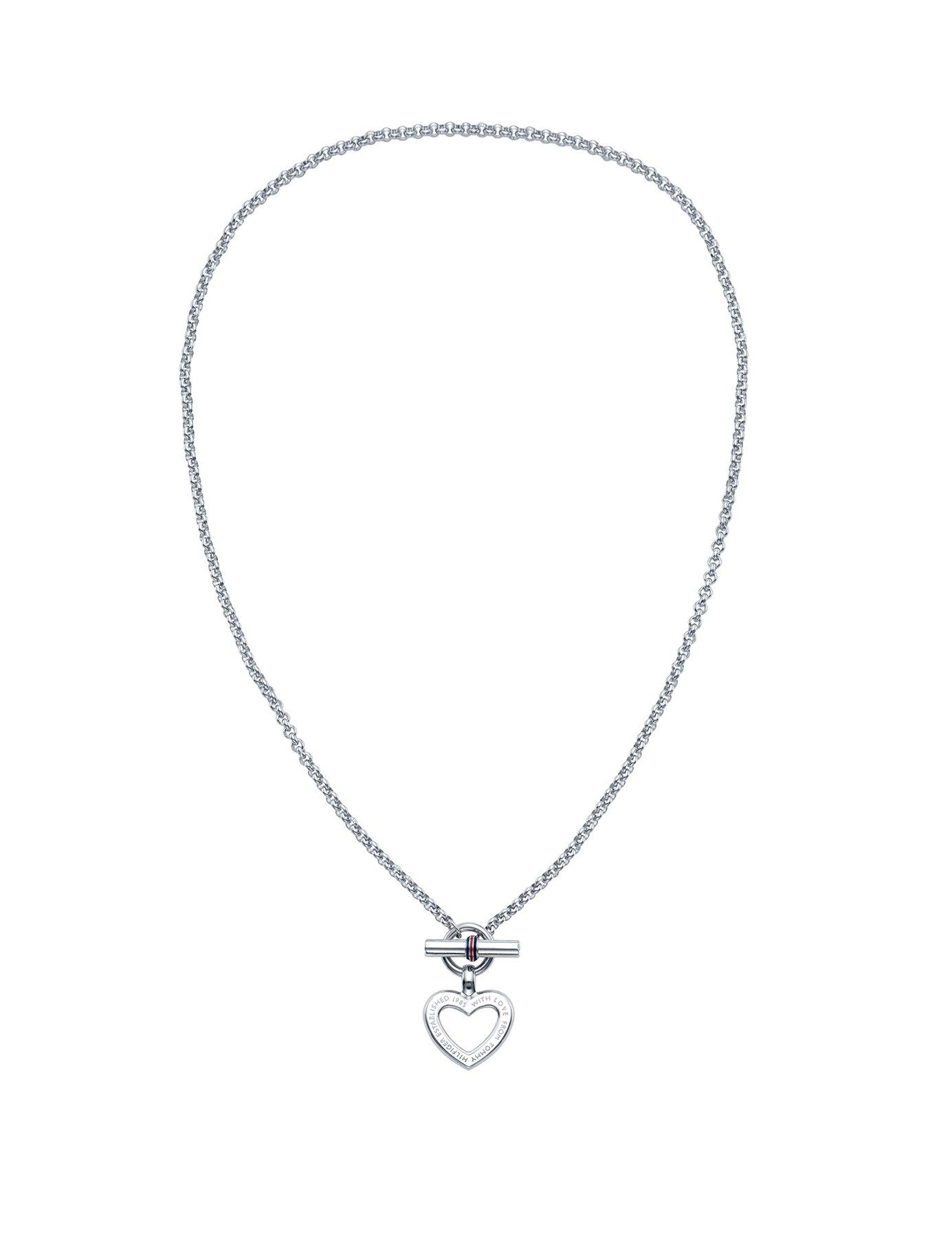 Product photograph of Tommy Hilfiger Women S Heart Toggle Necklace from very.co.uk