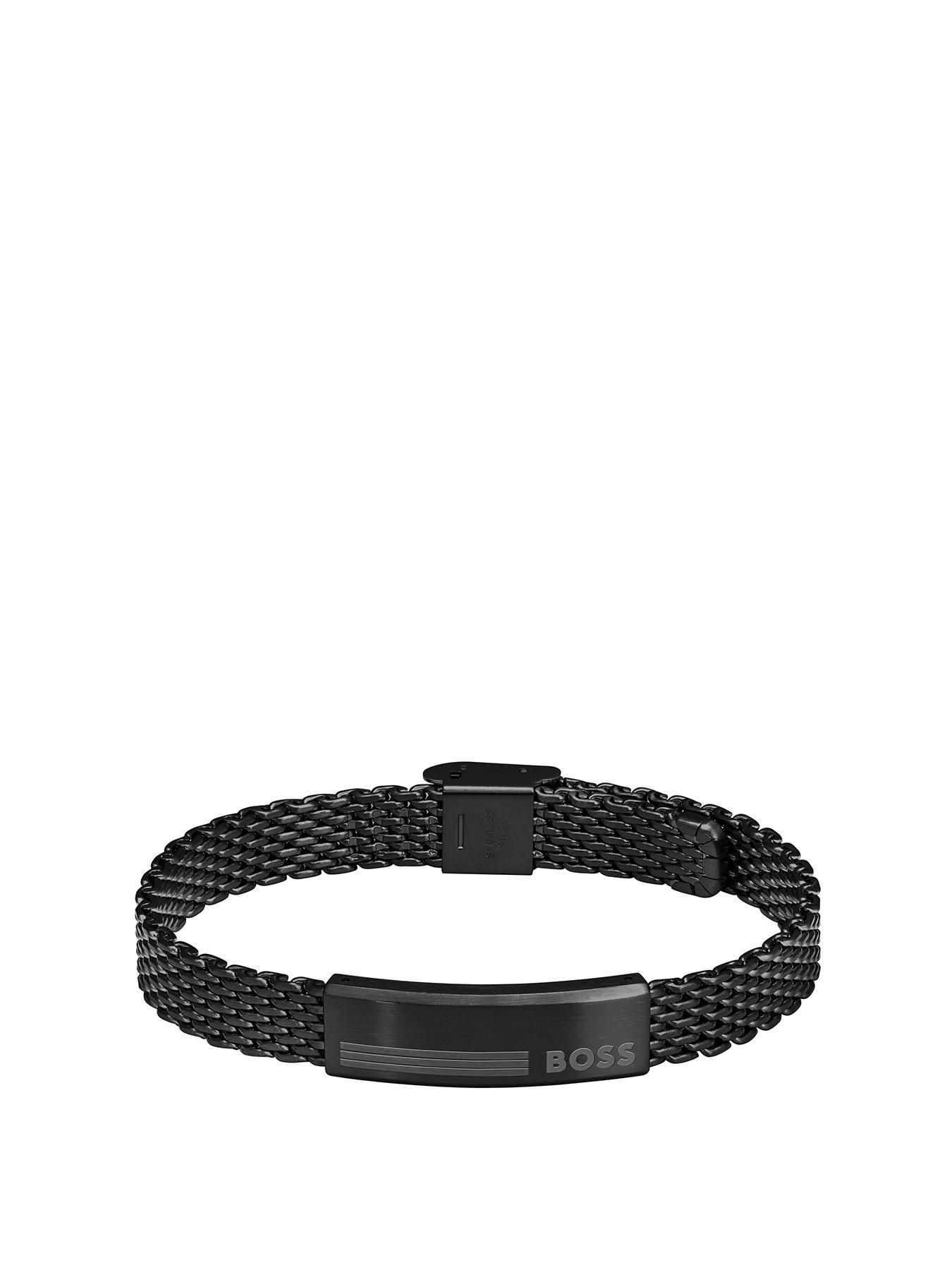 BOSS Gents Alen Black IP Mesh Bracelet