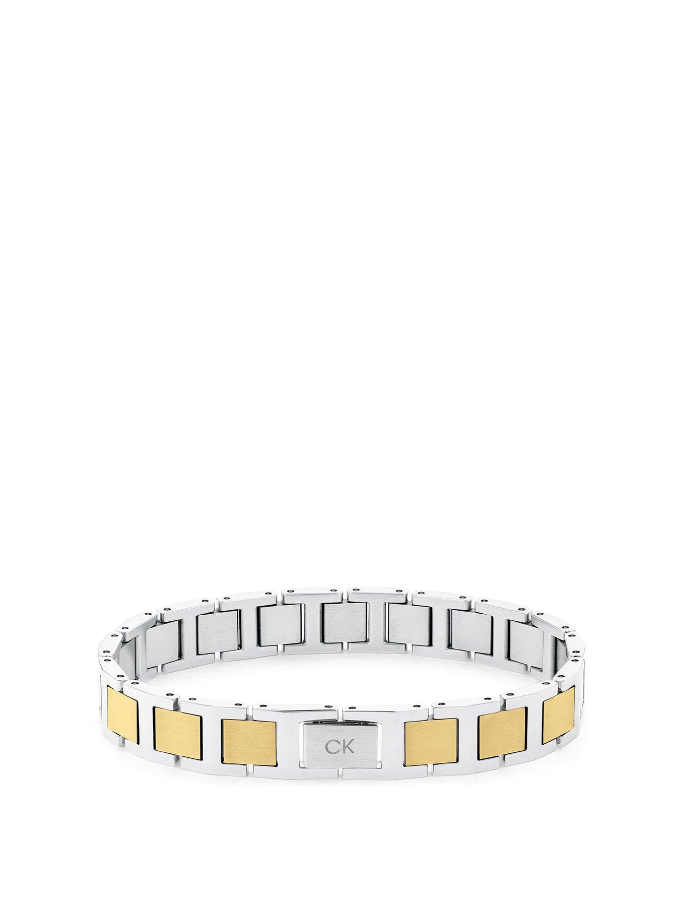 Product photograph of Calvin Klein Men S Calvin Klein Two-tone Stainless Steel And Gold Plated Link Bracelet from very.co.uk