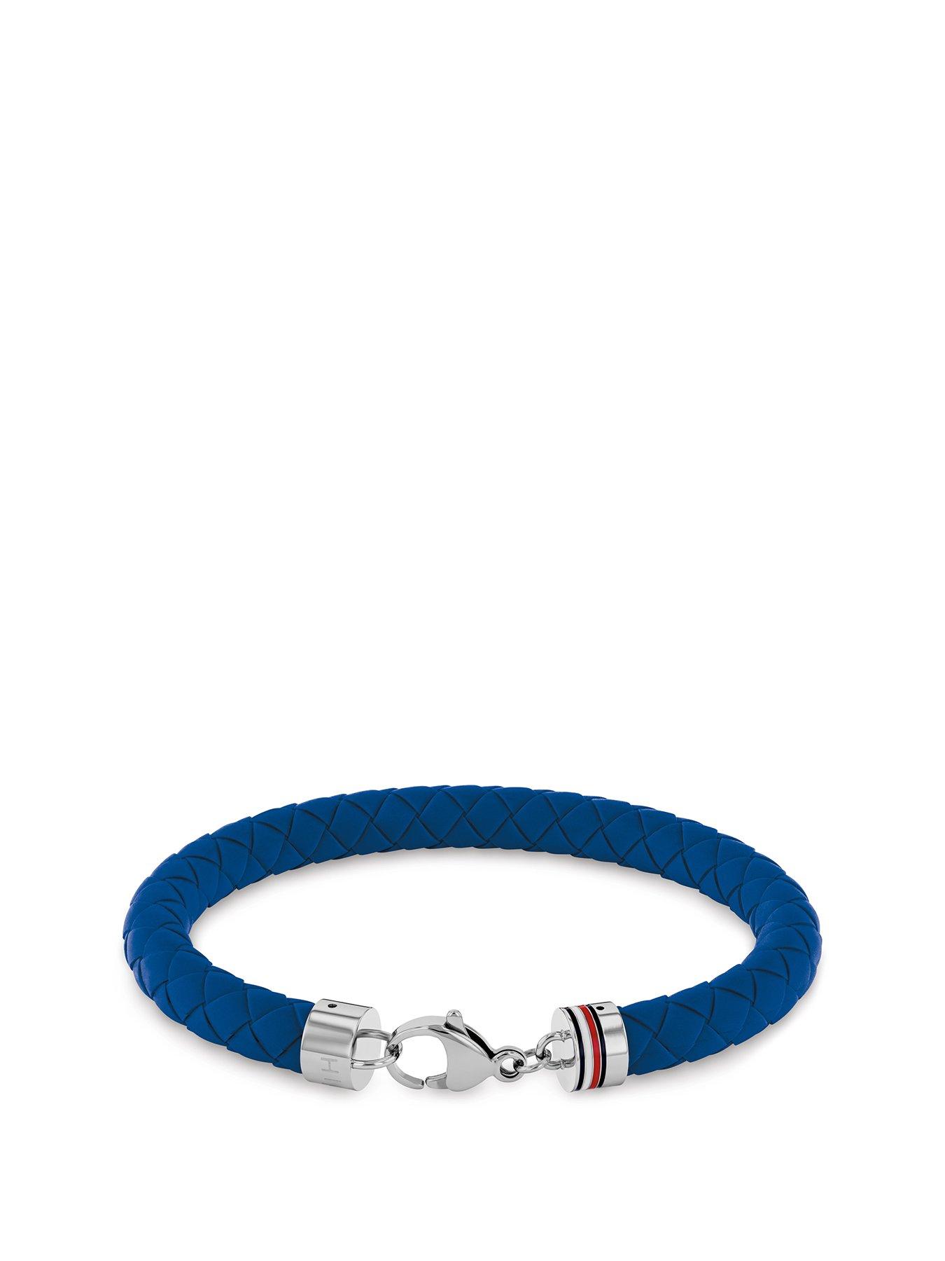 Product photograph of Tommy Hilfiger Men S Blue Silicone Bracelet from very.co.uk
