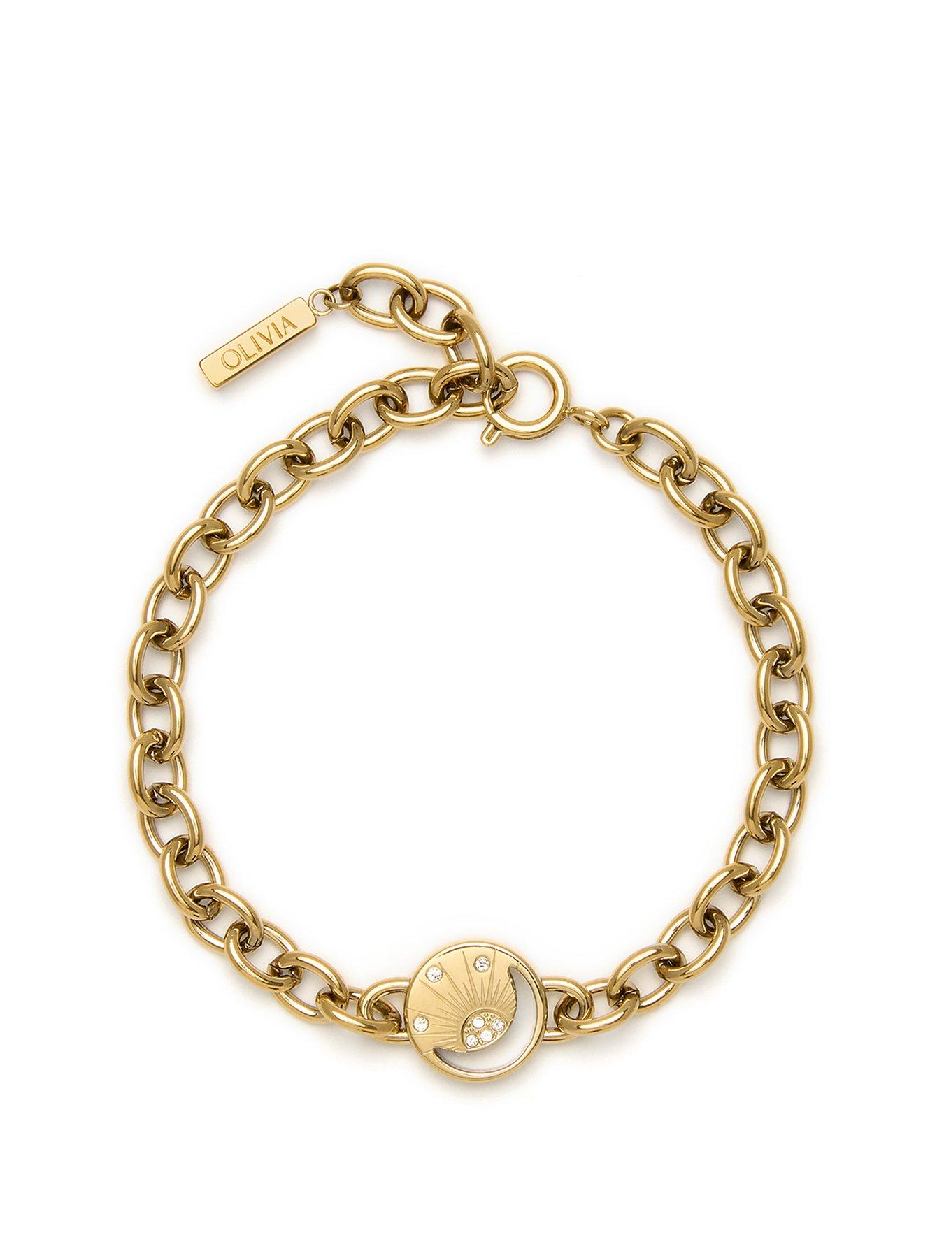 Product photograph of Olivia Burton Gold Ip Sun And Moon Disc Link Bracelet from very.co.uk