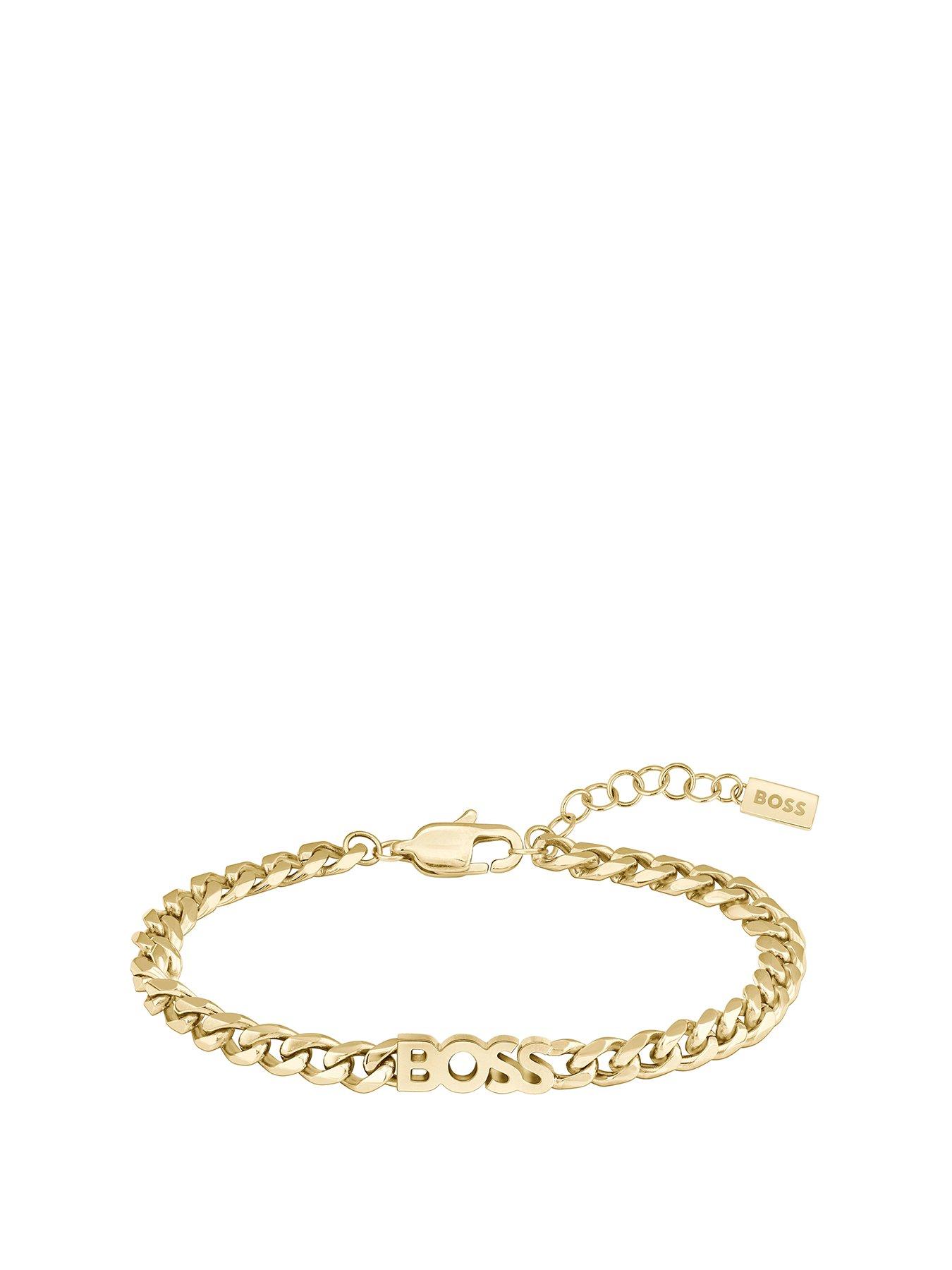 Product photograph of Boss Ladies Kassy Light Gold Ip Bracelet from very.co.uk