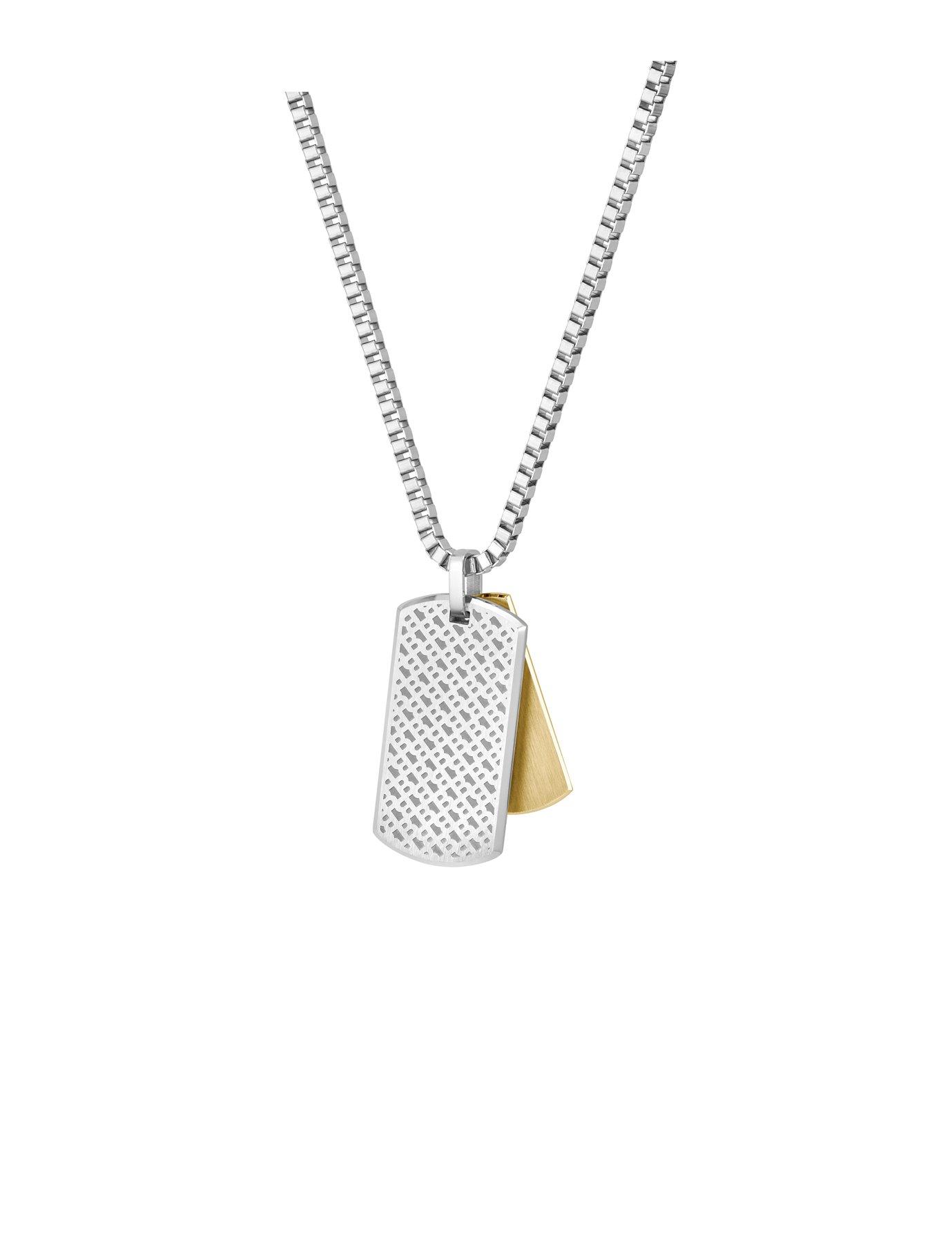 BOSS Gents Devon Box Chain Stainless Steel Necklace | Very.co.uk