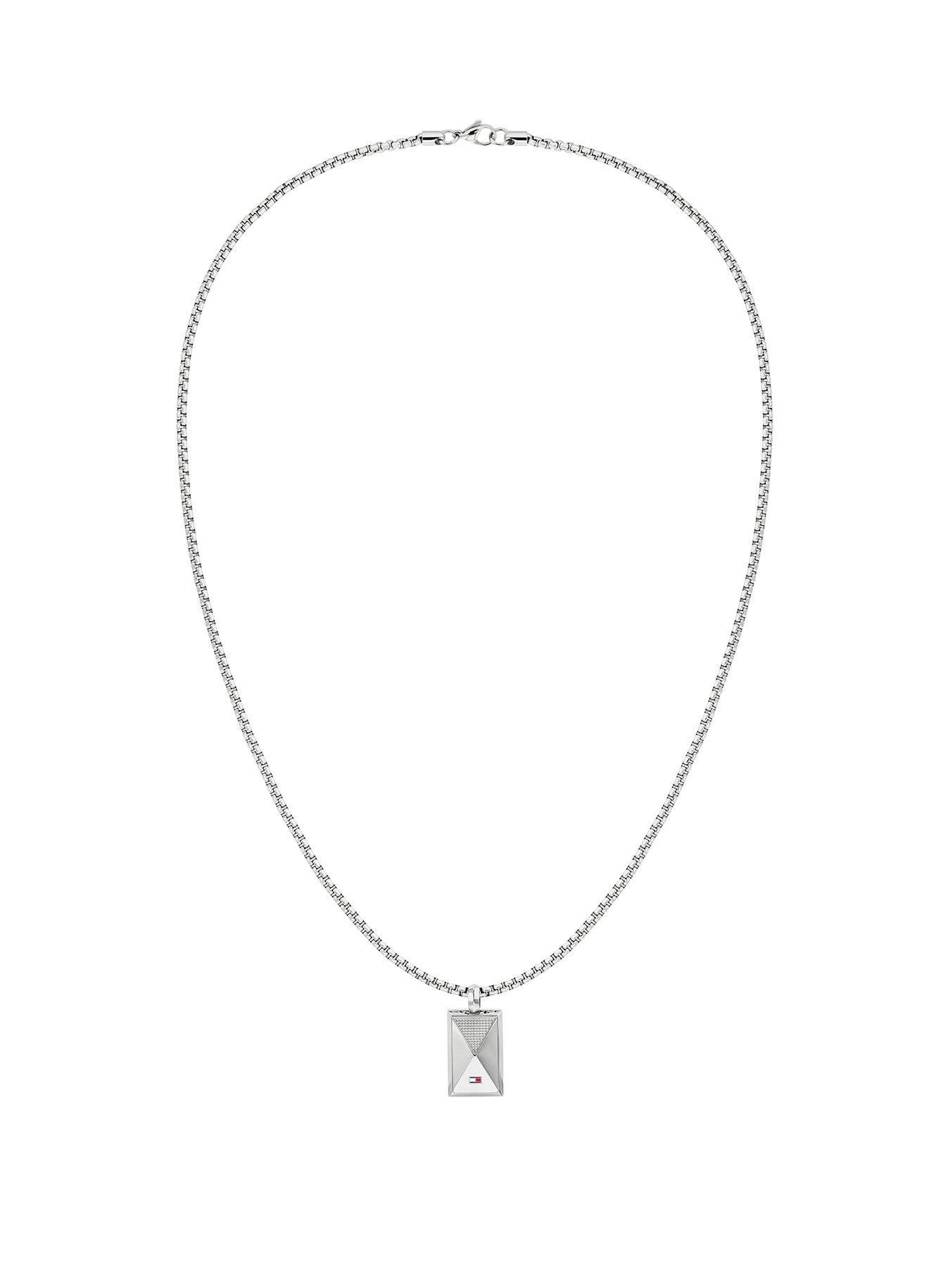 Product photograph of Tommy Hilfiger Men S Stainless Steel Pendant Necklace from very.co.uk