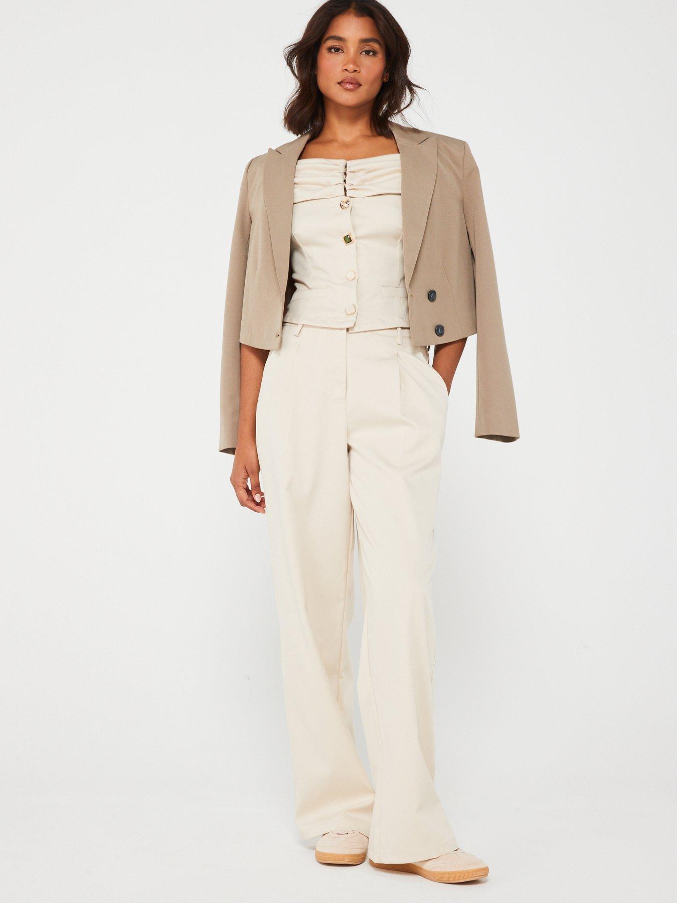 Something New Straight Leg Trouser - Cream | Very.co.uk