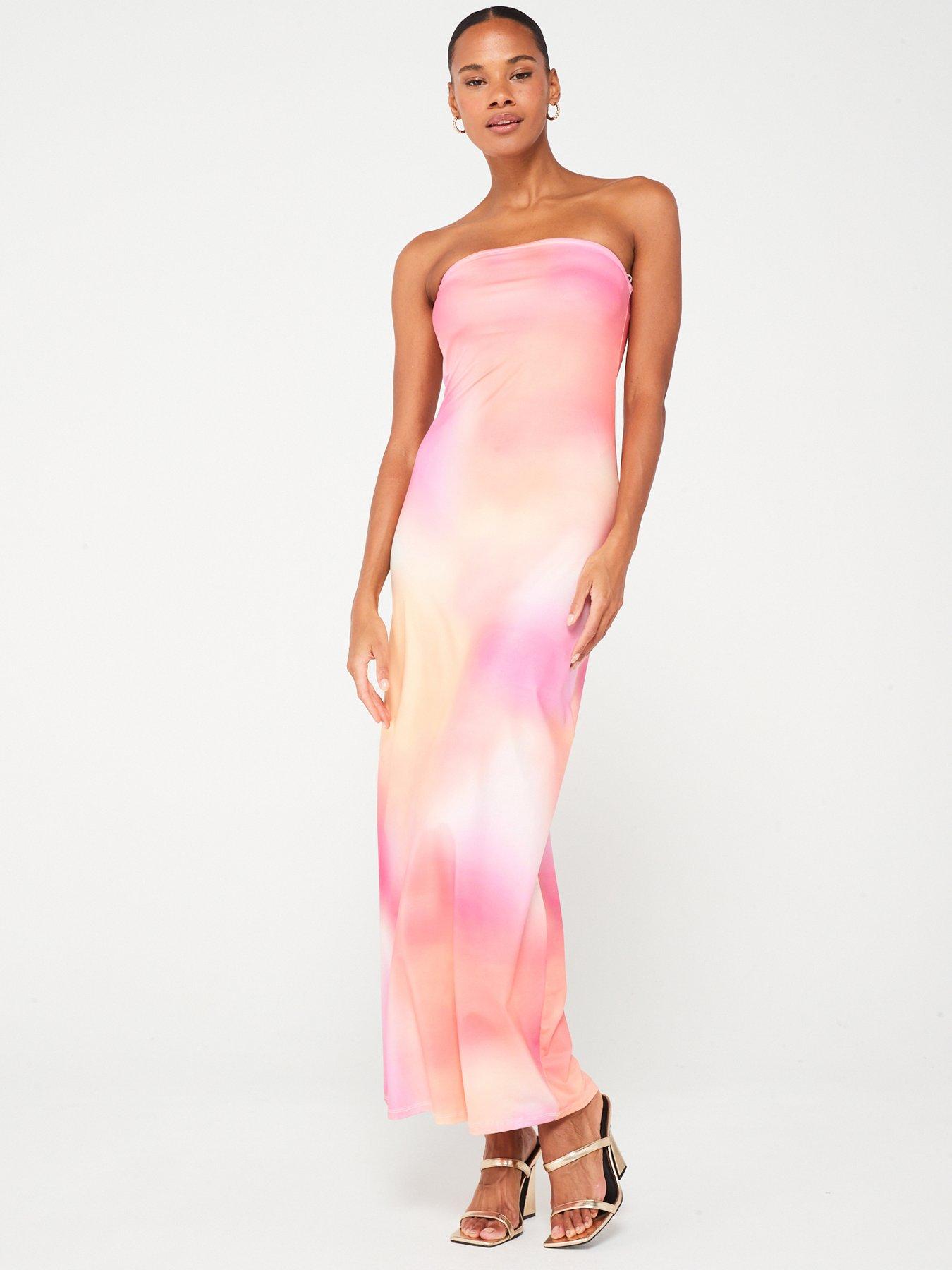 Something New Tie Dye Maxi Strapless Dress Pink Very