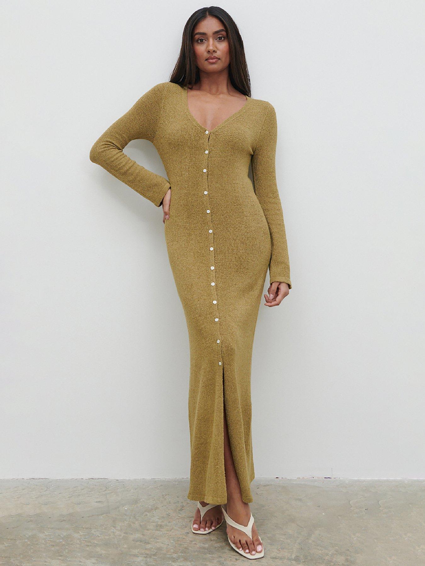 undefined Hazel Knit Maxi Dress - Olive