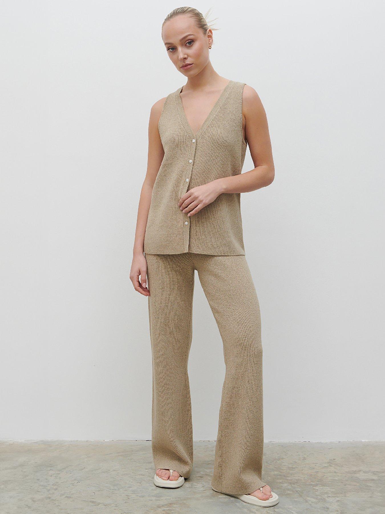undefined Kourtney Knit Trouser Co-Ord - Taupe