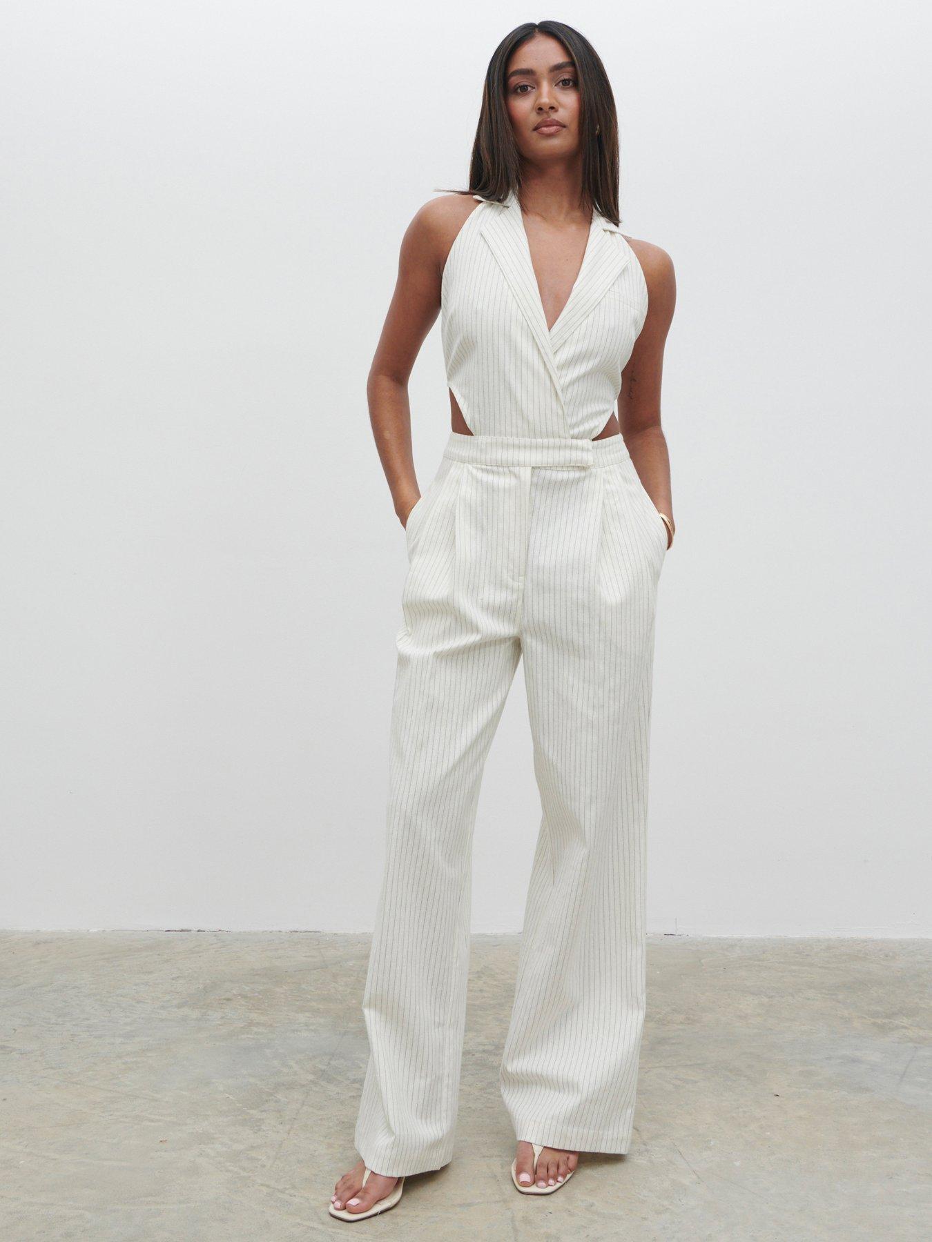 Pretty Lavish Pandora Stripe Tux Jumpsuit - Multi