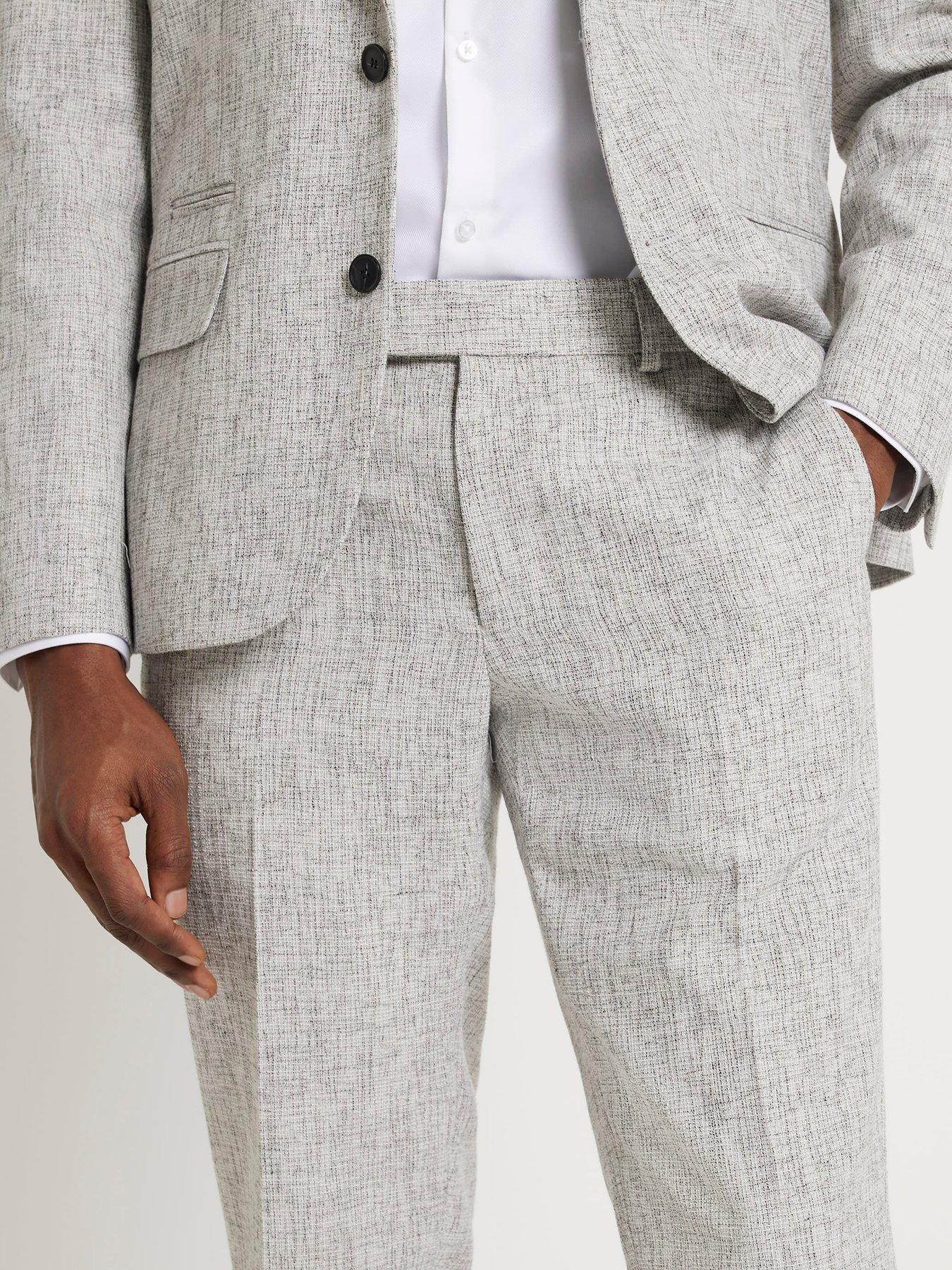 River Island Textured Suit Trousers - Grey | Very.co.uk