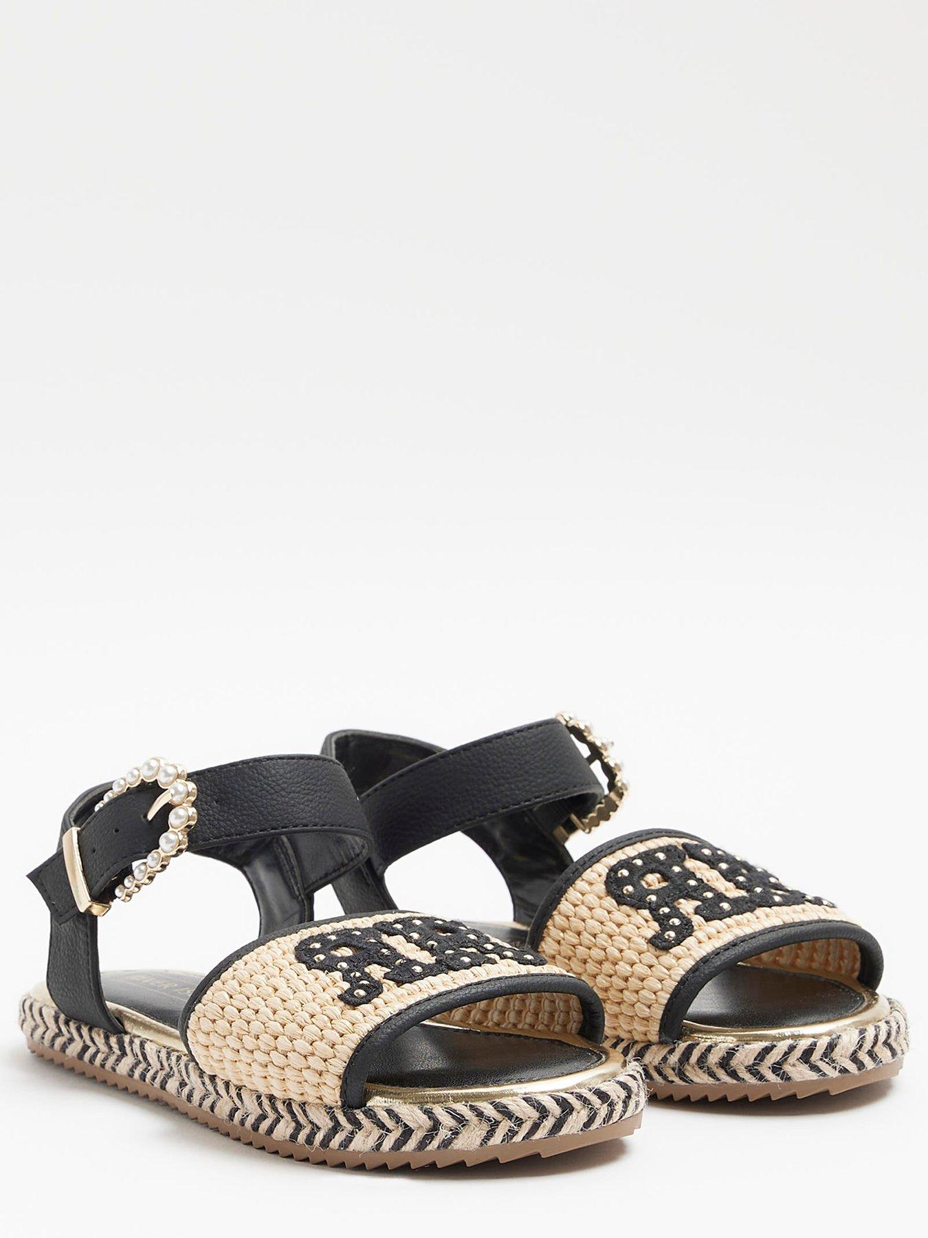 Girls Woven Espadrille Sandals Black