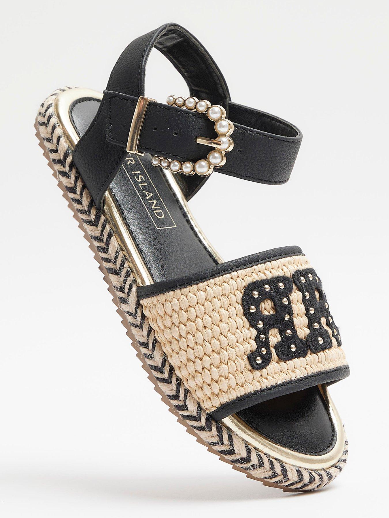 Girls Woven Espadrille Sandals Black