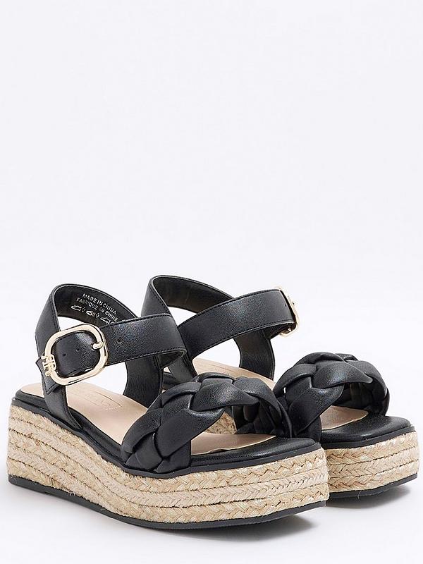 River Island Girls Plait Wedge Shoes - Black | Very.co.uk