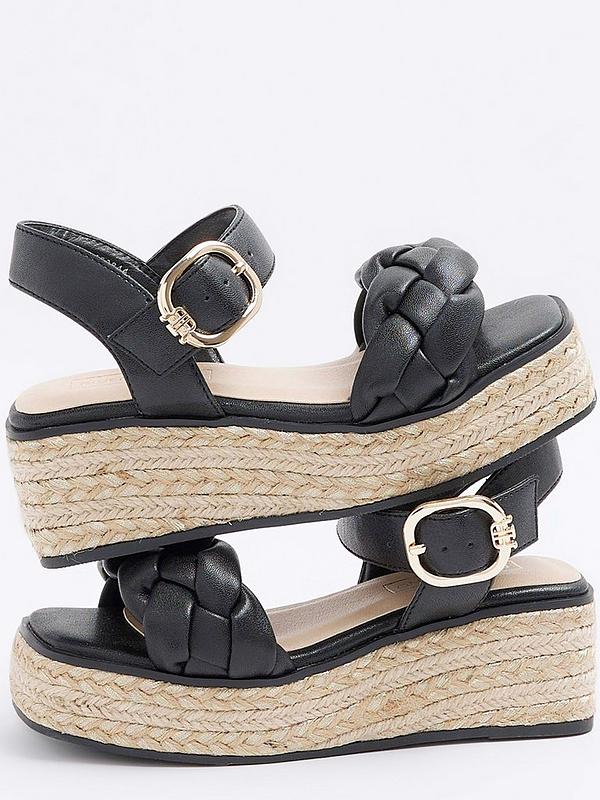 River Island Girls Plait Wedge Shoes - Black | Very.co.uk