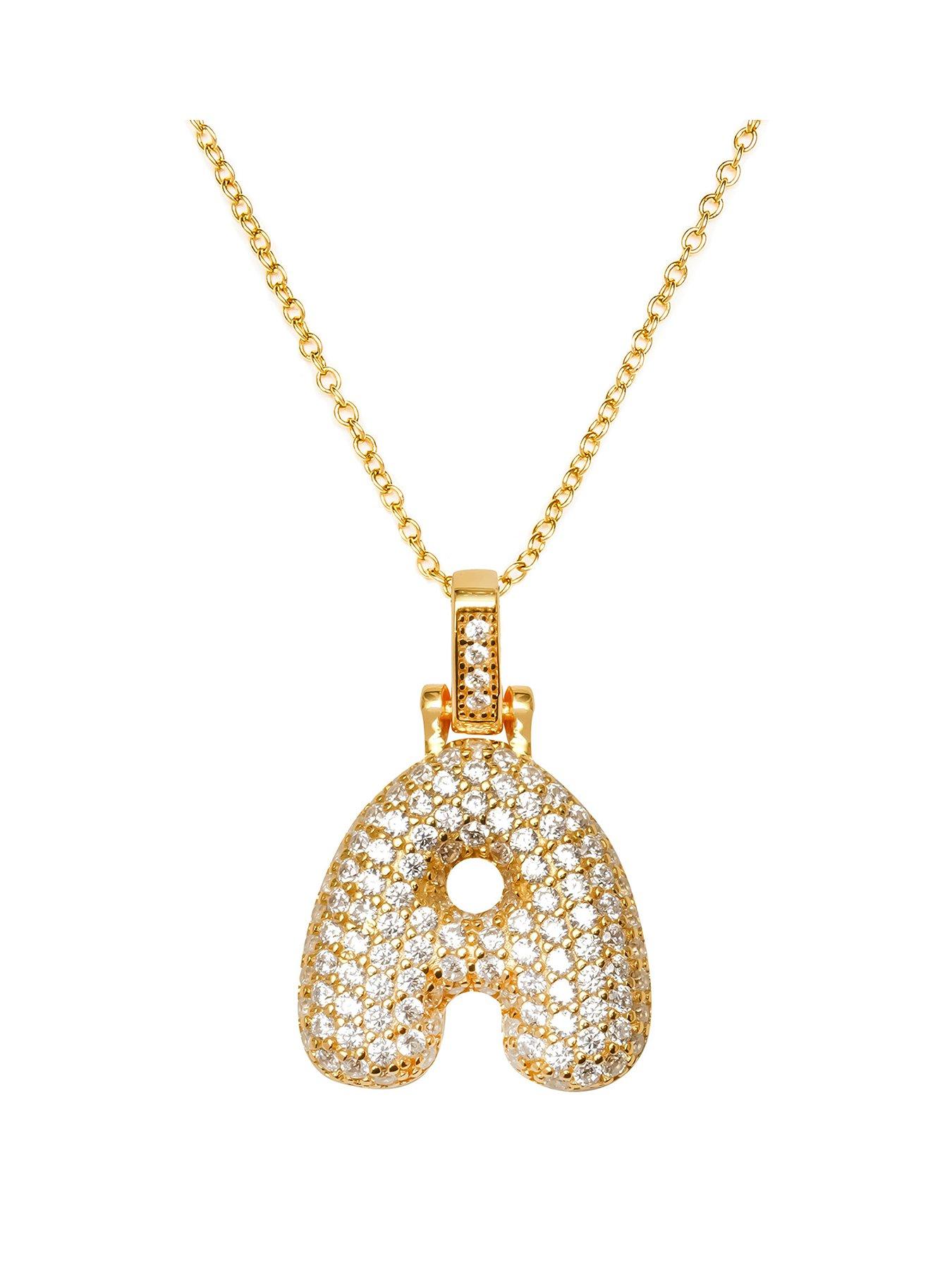 The Love Collection 18ct gold plated sterling silver letter bubble pendant on curb chain