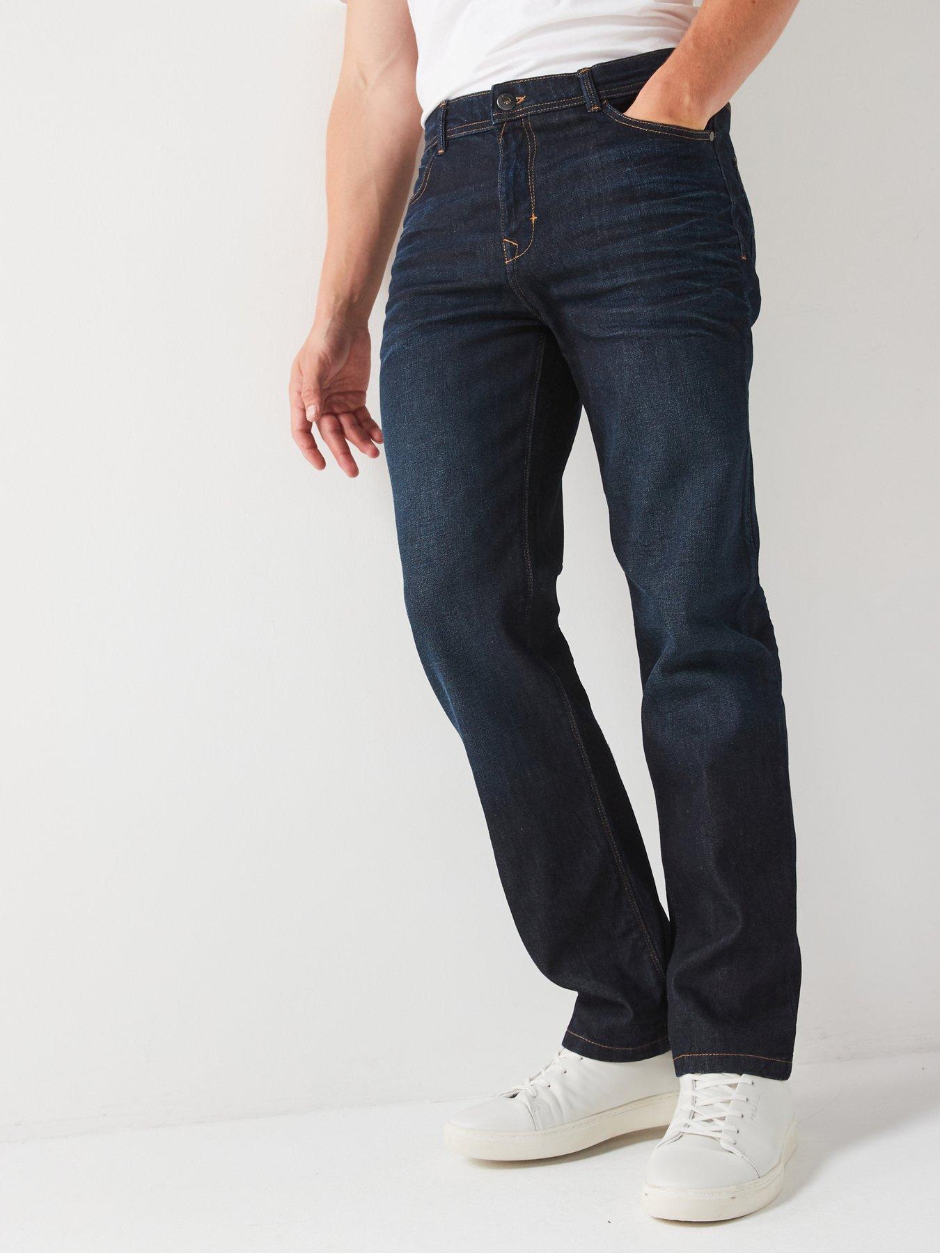undefined Straight Jean with Stretch - Dark Green Tint