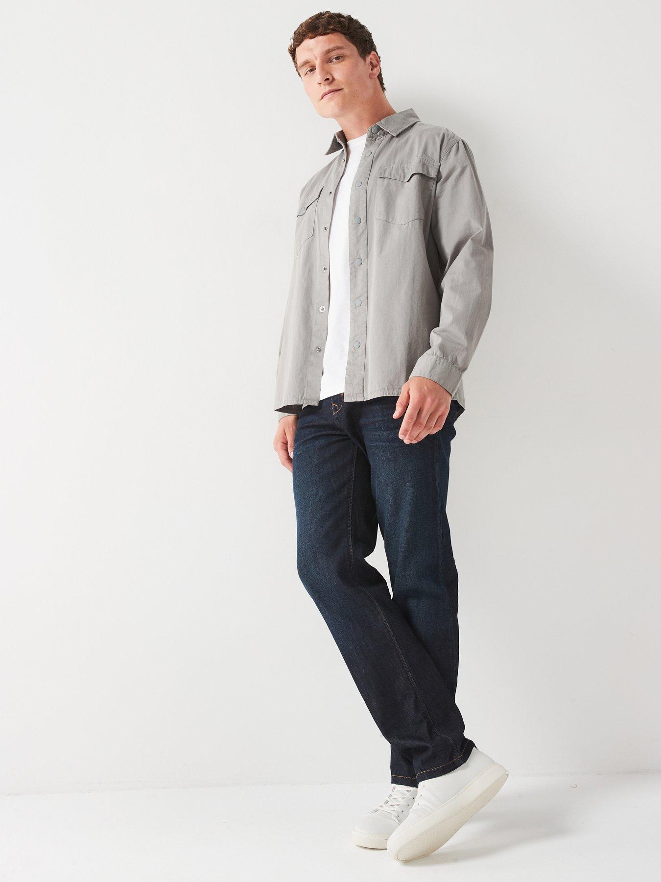 Image 3 of 6 of Very Man Straight Jean with Stretch - Dark Green Tint