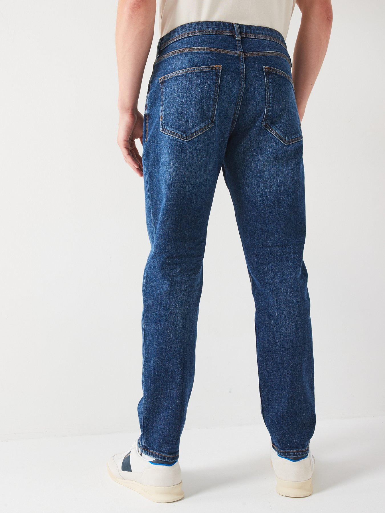 Image 2 of 6 of Very Man Straight Tapered Jean With Stretch - Mid Blue Wash