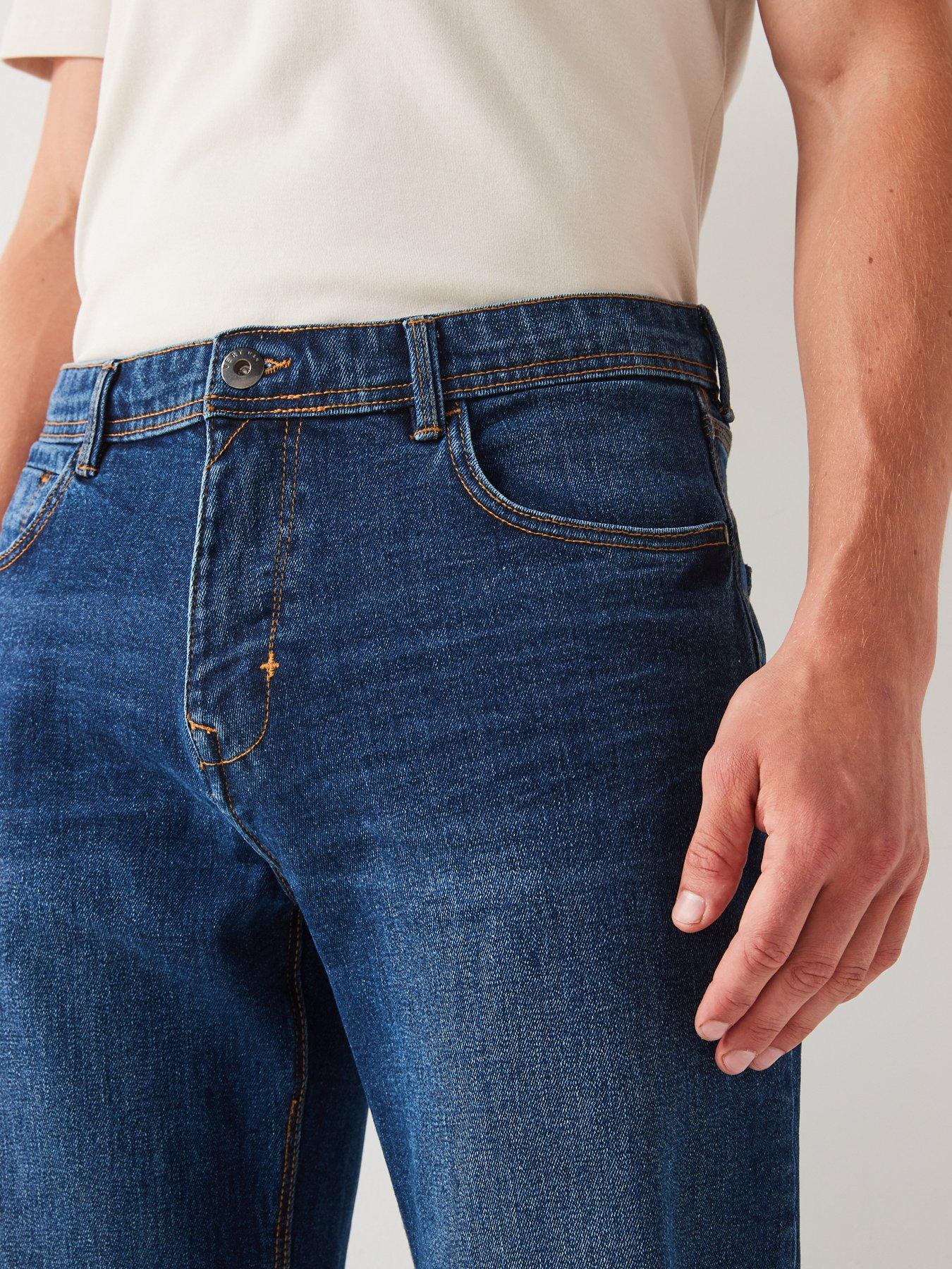 Image 4 of 6 of Very Man Straight Tapered Jean With Stretch - Mid Blue Wash