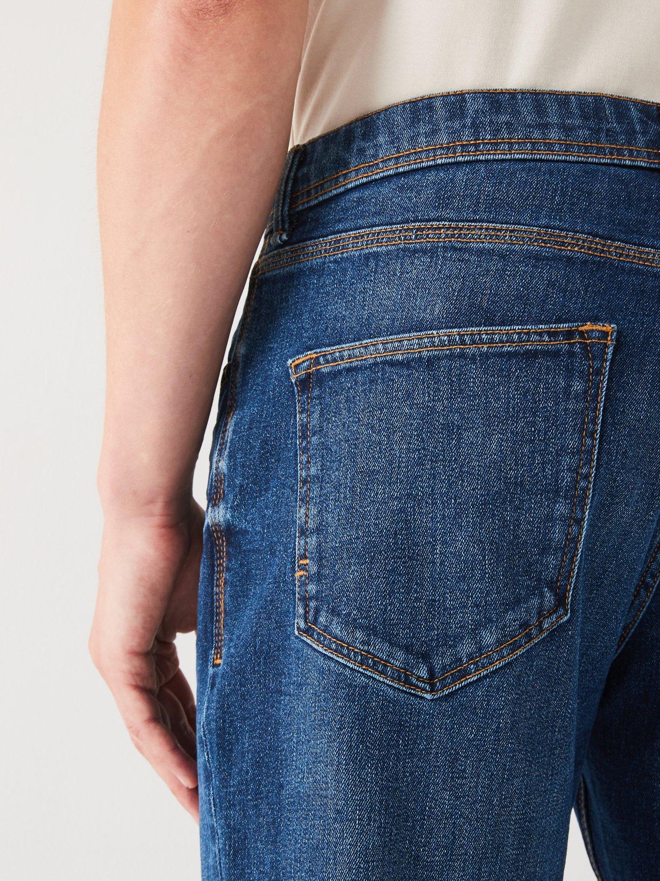 Image 5 of 6 of Very Man Straight Tapered Jean With Stretch - Mid Blue Wash