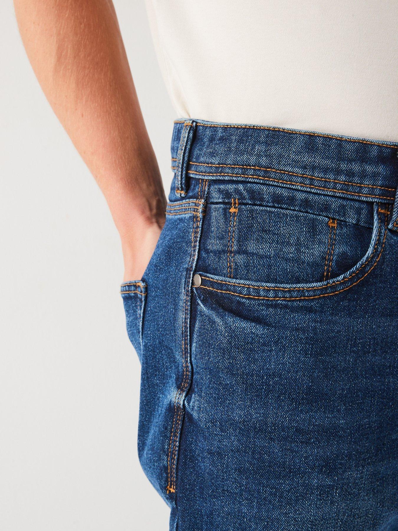 Image 6 of 6 of Very Man Straight Tapered Jean With Stretch - Mid Blue Wash