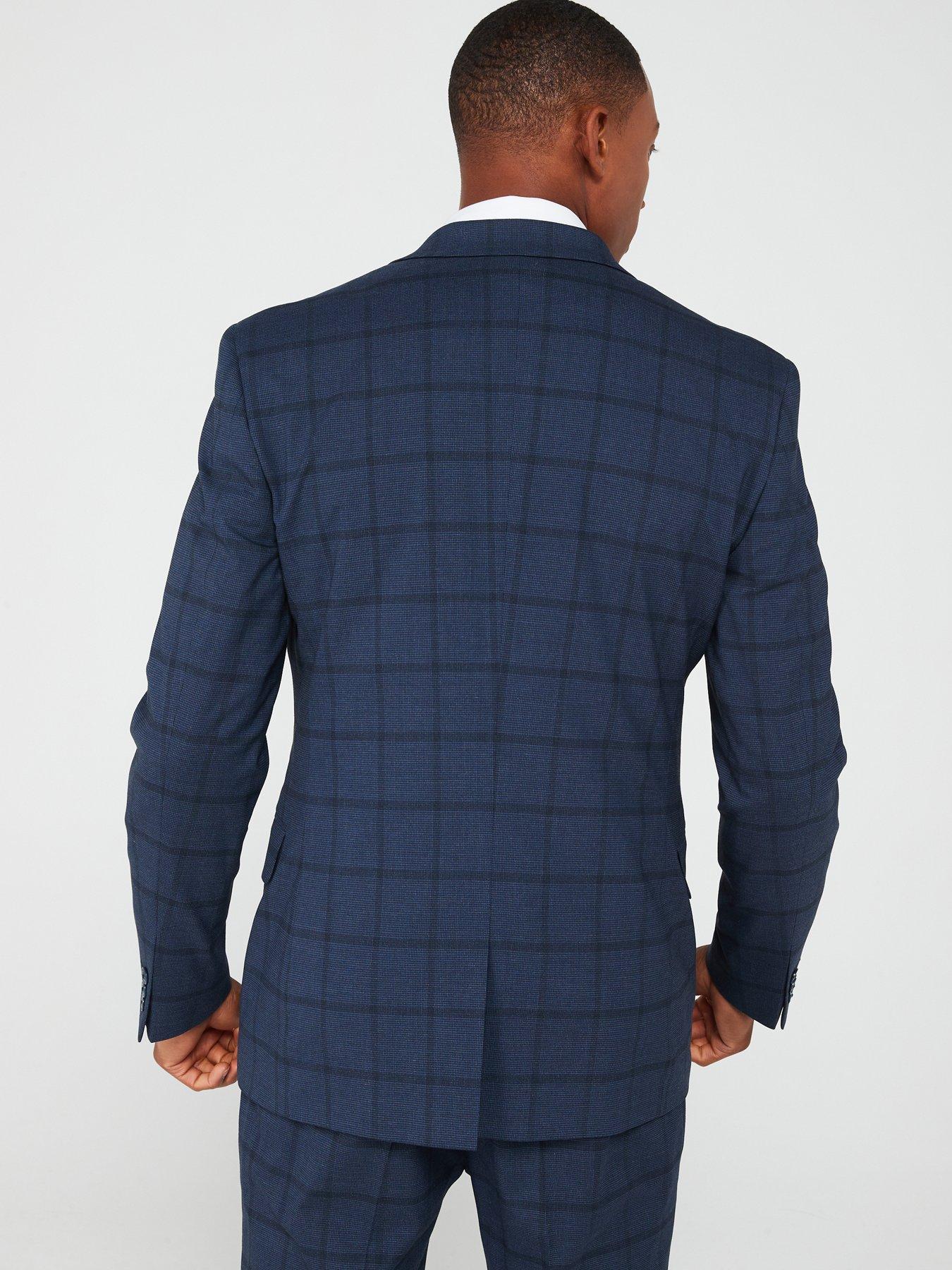 Image 2 of 6 of Very Man Slim Fit Check Suit Jacket - Navy