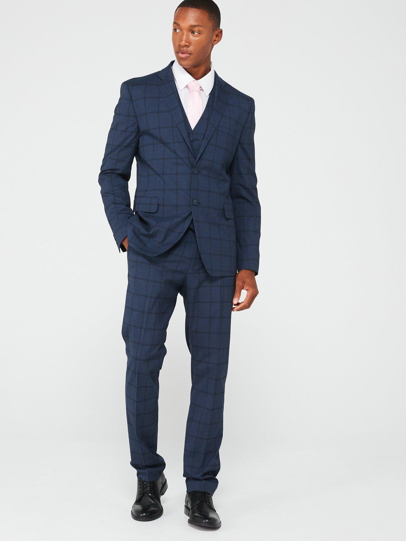 Image 3 of 6 of Very Man Slim Fit Check Suit Jacket - Navy