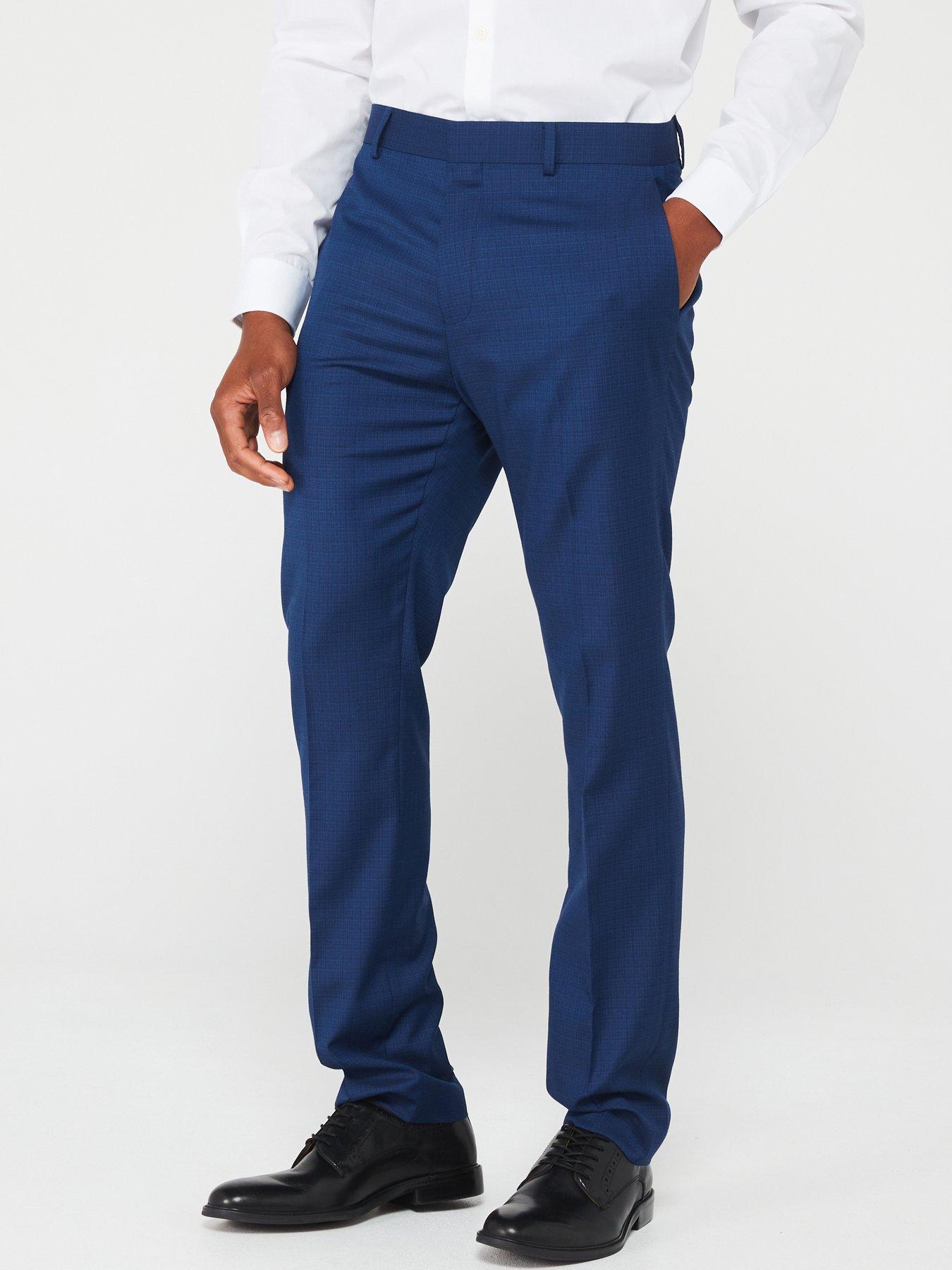 Very Man Slim Fit Grid Check Suit Trouser Navy Very