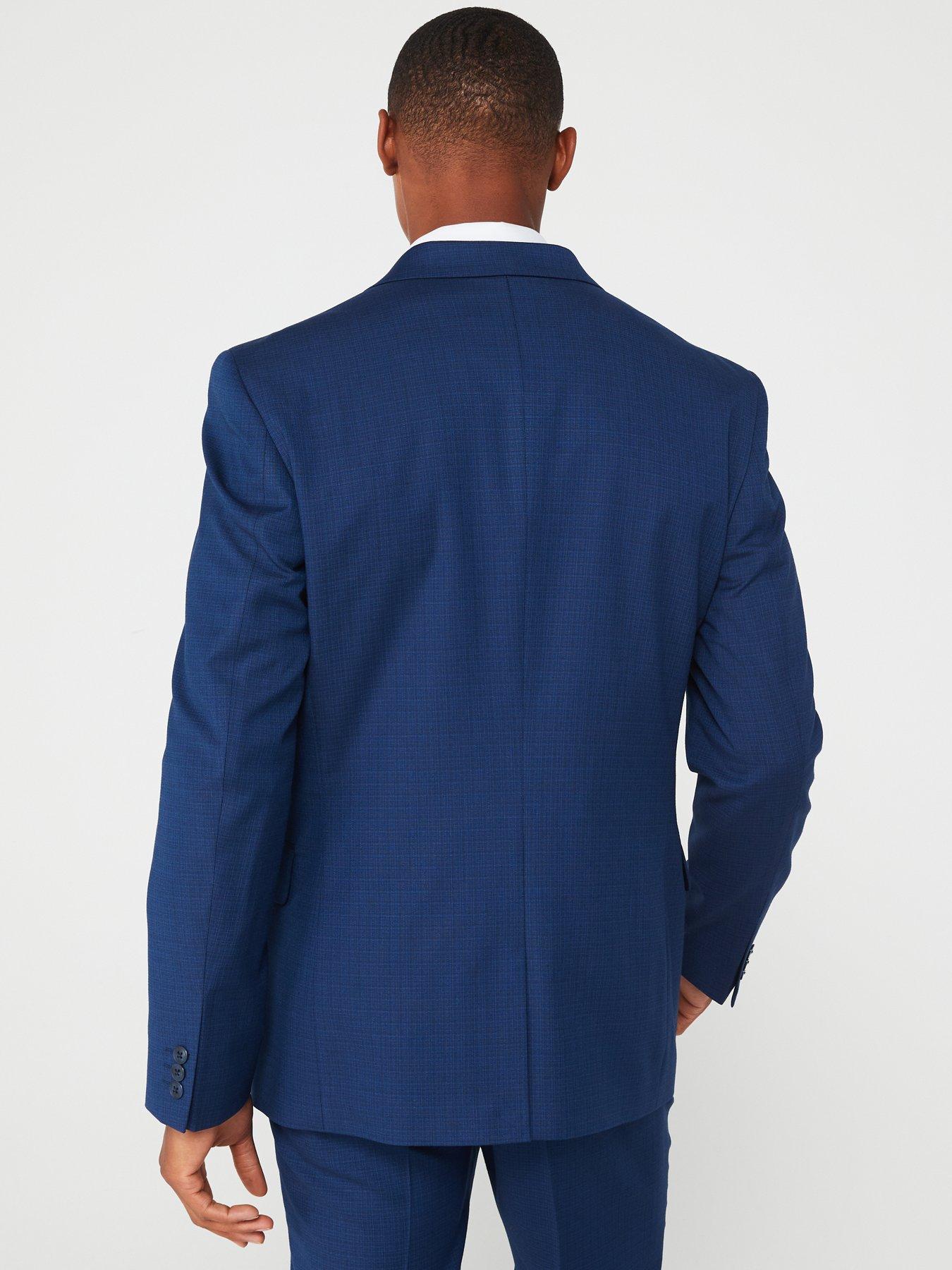 Very Man Slim Fit Grid Check Suit Jacket - Navy | Very.co.uk