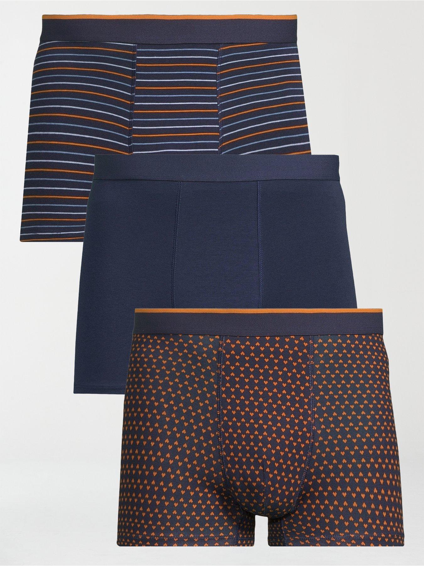 undefined 3 Pack Stripe Trunk - Navy