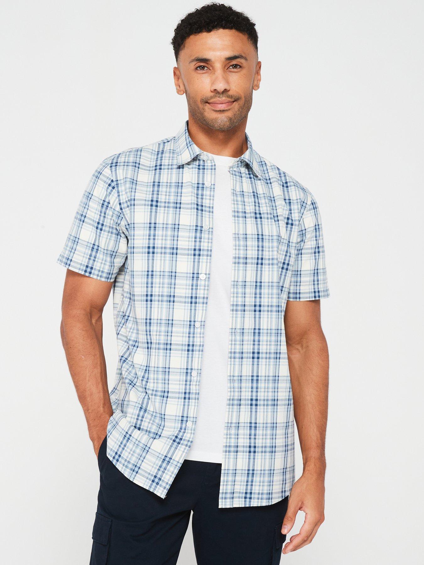 Image 1 of 5 of Very Man Short Sleeve Check Shirt - Blue