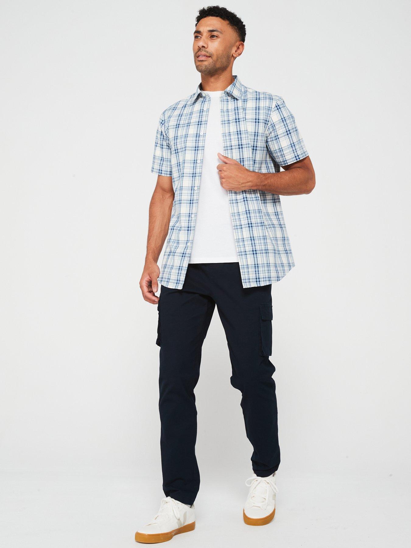 Image 3 of 5 of Very Man Short Sleeve Check Shirt - Blue