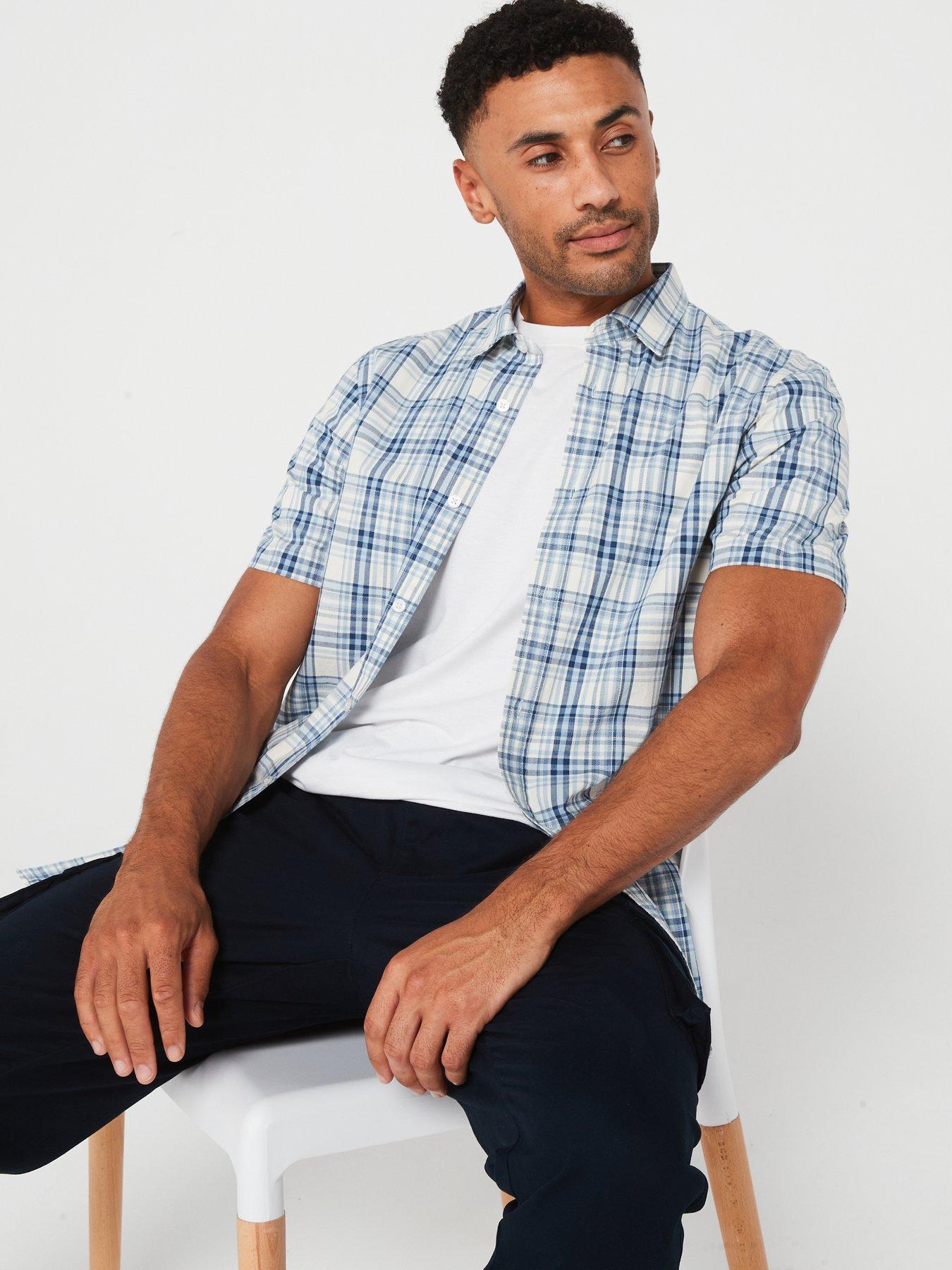Image 4 of 5 of Very Man Short Sleeve Check Shirt - Blue