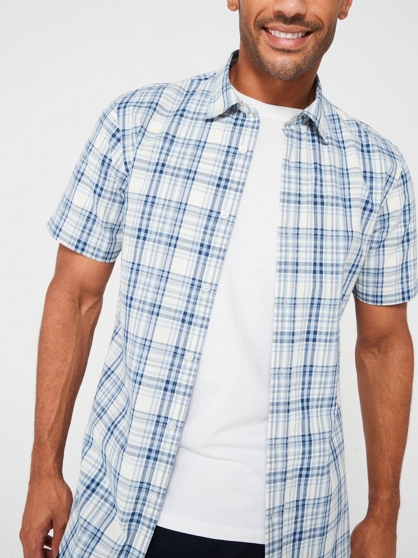 Image 5 of 5 of Very Man Short Sleeve Check Shirt - Blue