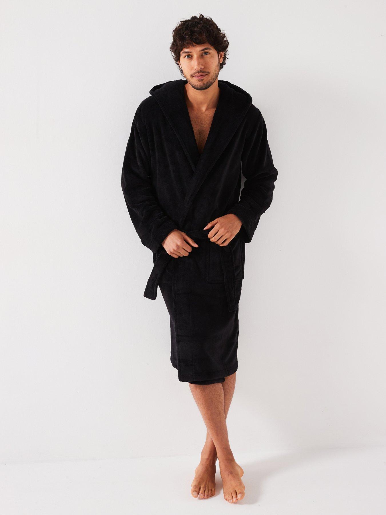 undefined Supersoft Hooded Dressing Gown - Black