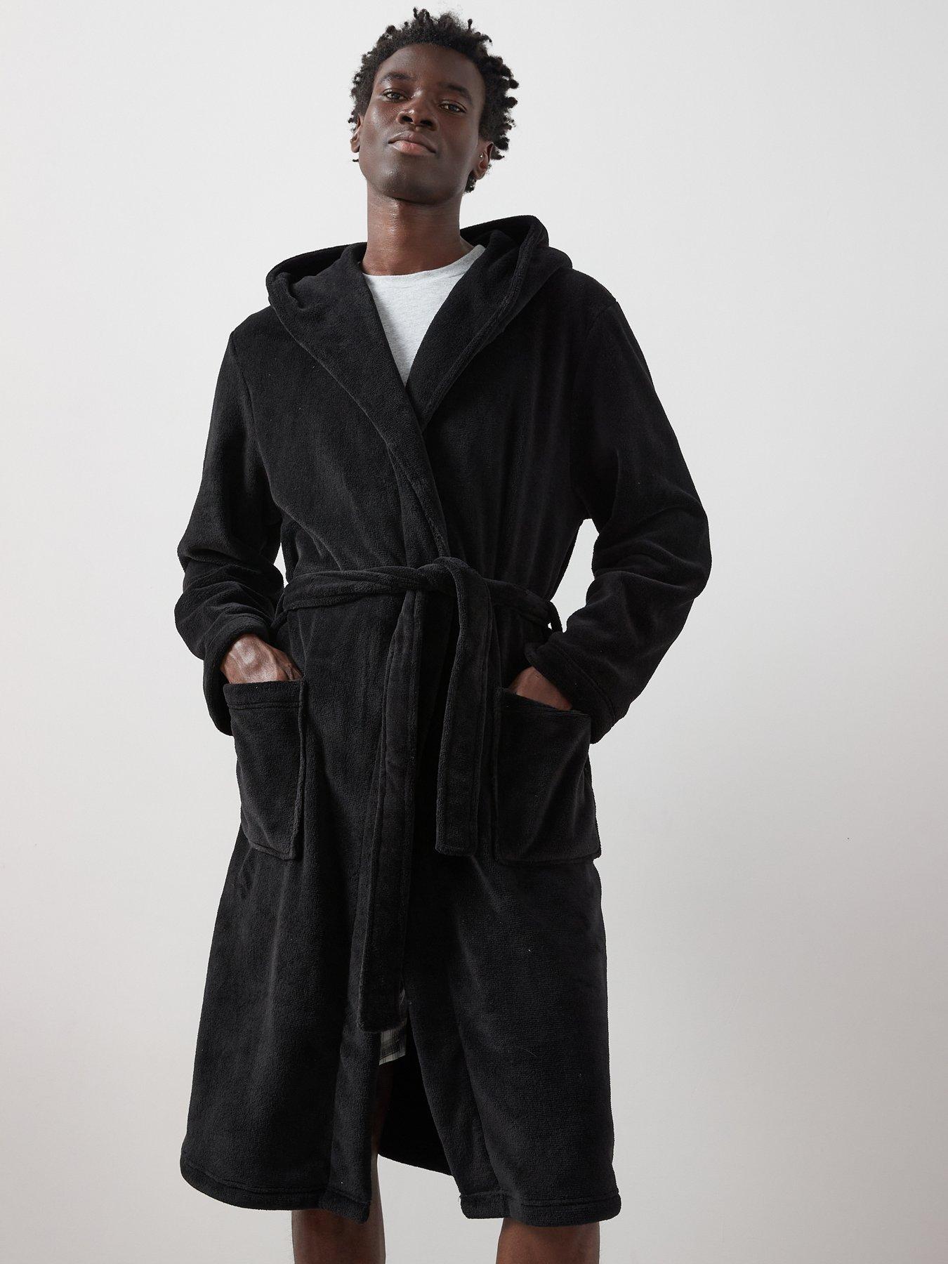 Very Man Supersoft Hooded Dressing Gown - Black