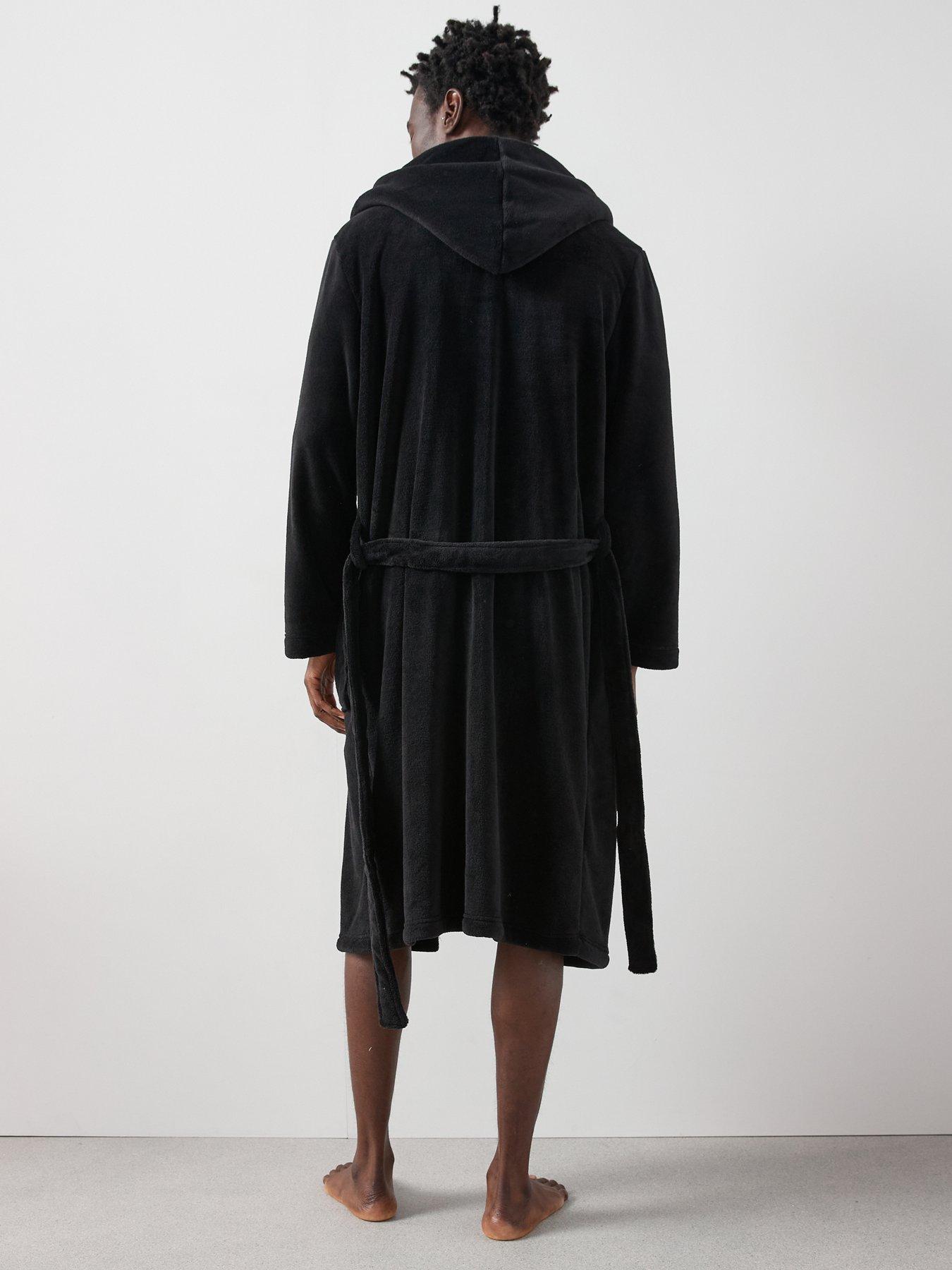 Image 2 of 6 of The Very Collection Supersoft Hooded Dressing Gown&nbsp;- Black