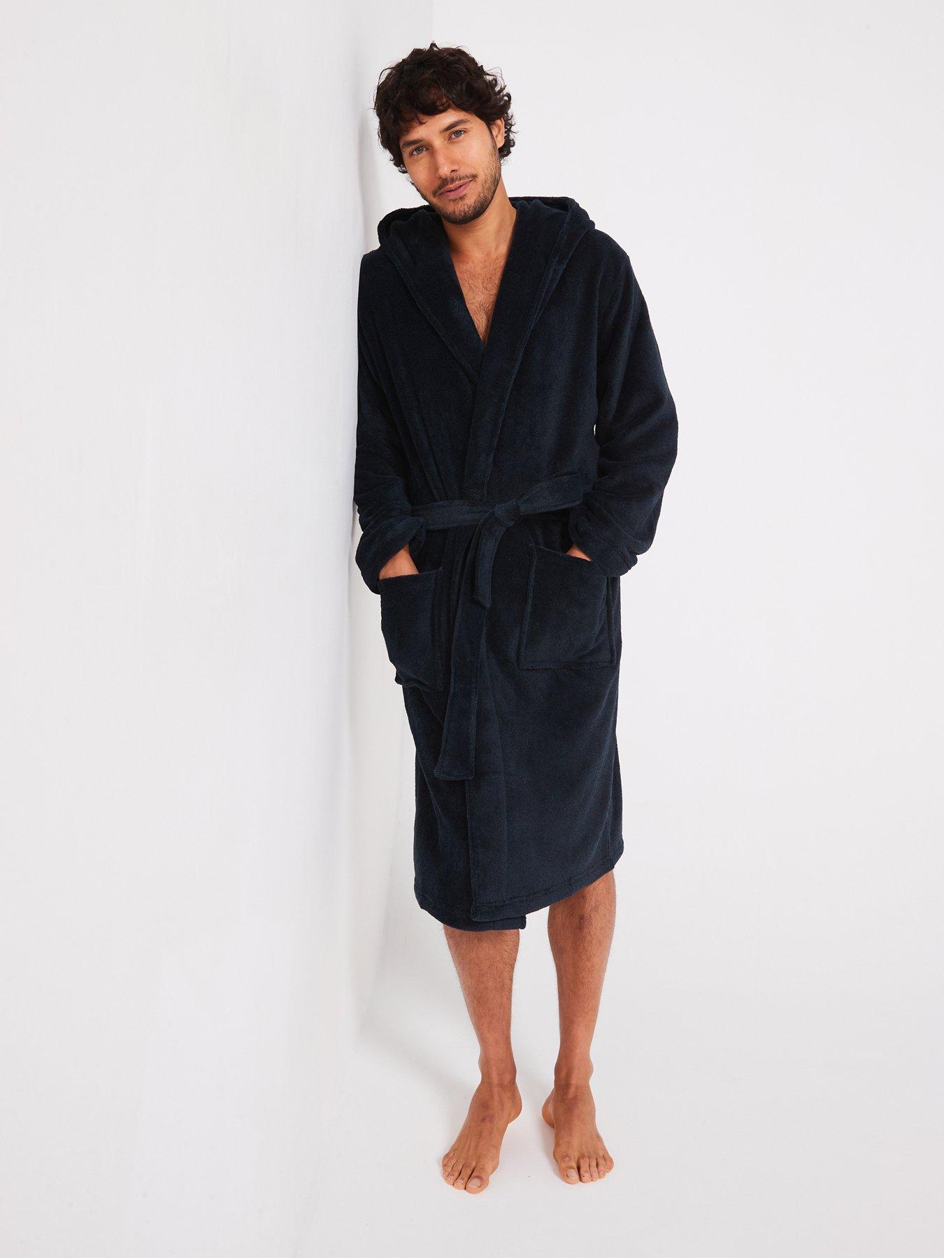 Image 3 of 6 of Very Man Supersoft Hooded&nbsp;Dressing Gown - Navy