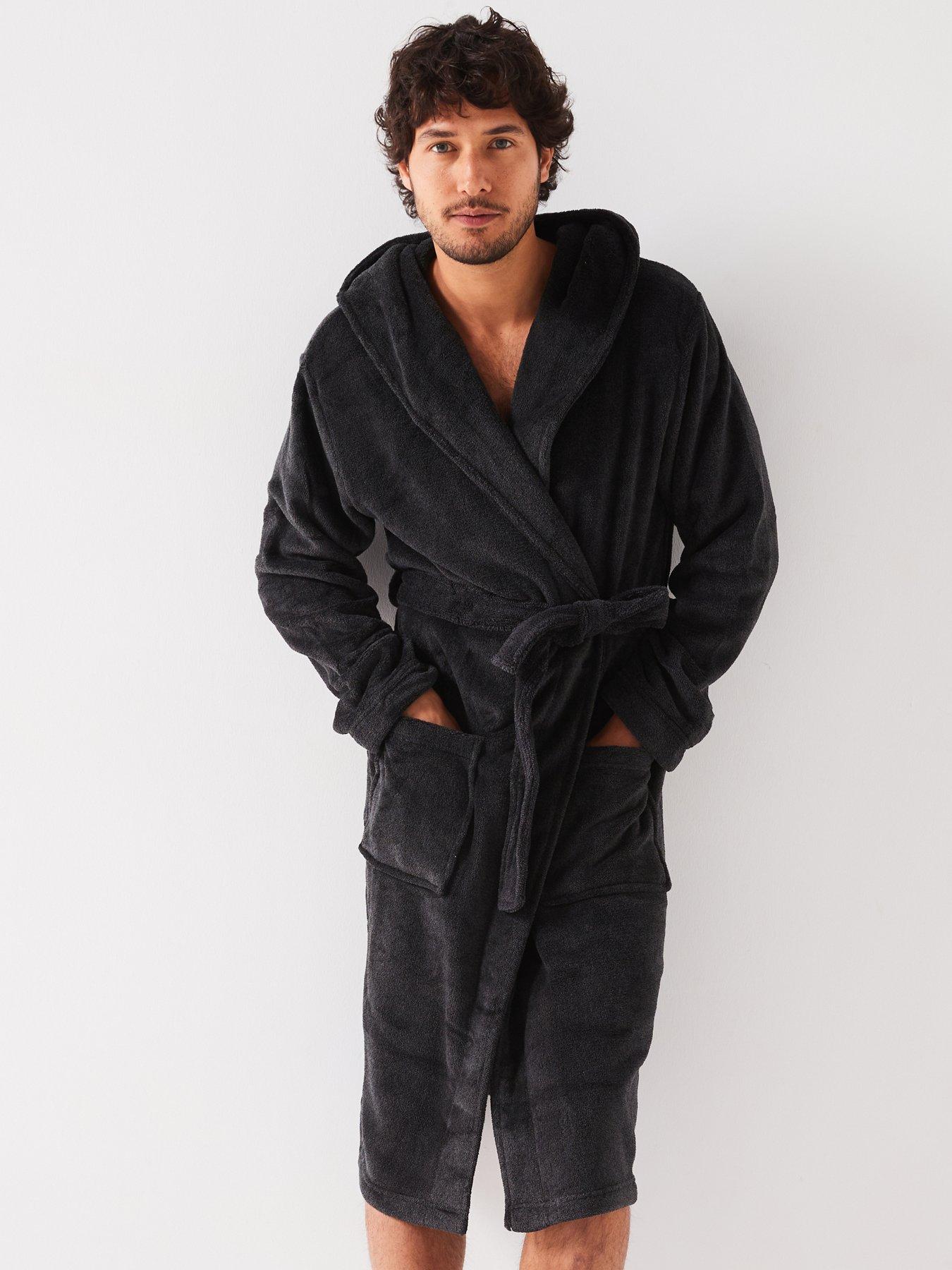 undefined Supersoft Dressing Gown With Hood - Charcoal