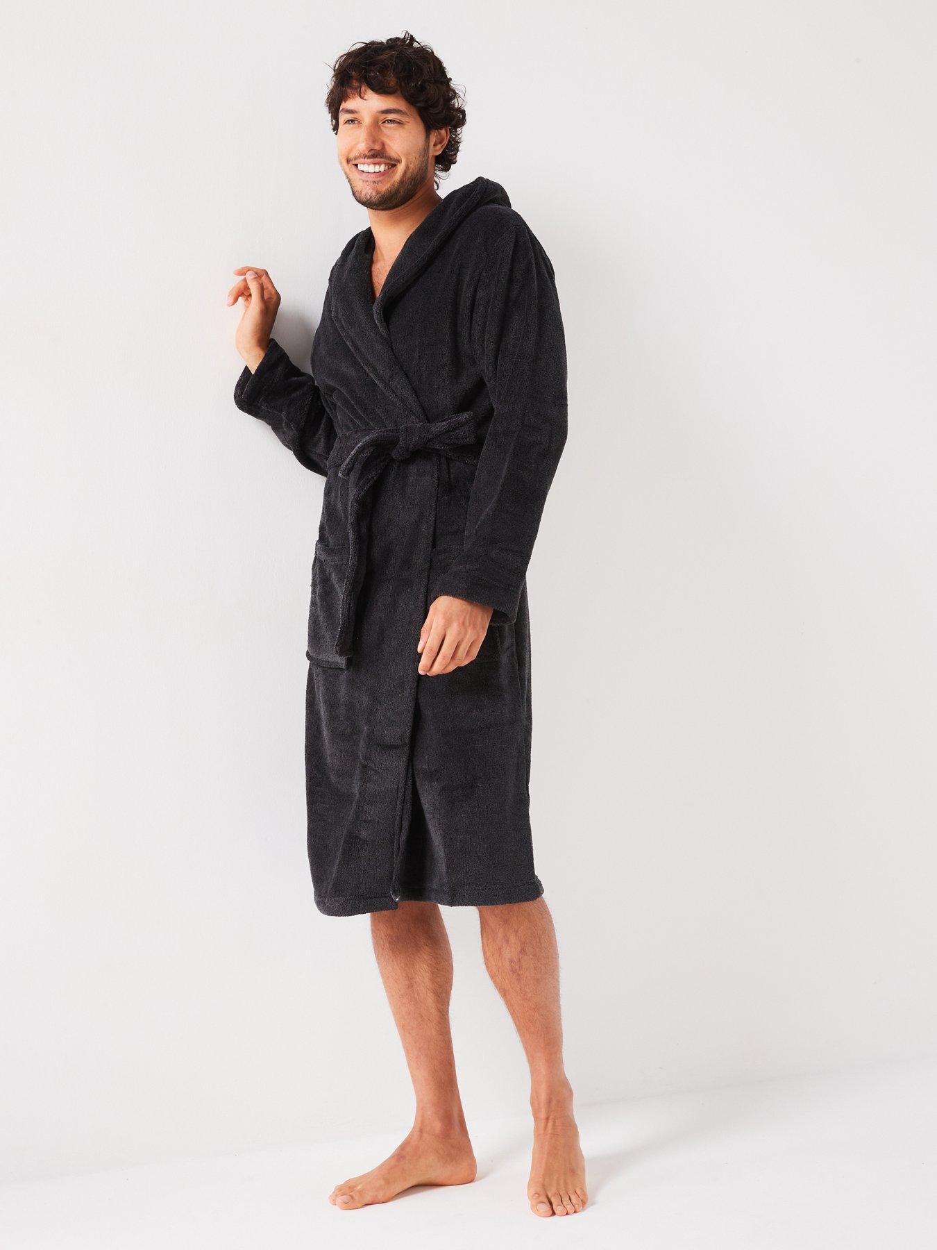 Image 3 of 6 of Very Man Supersoft Hooded&nbsp;Dressing Gown&nbsp;- Charcoal