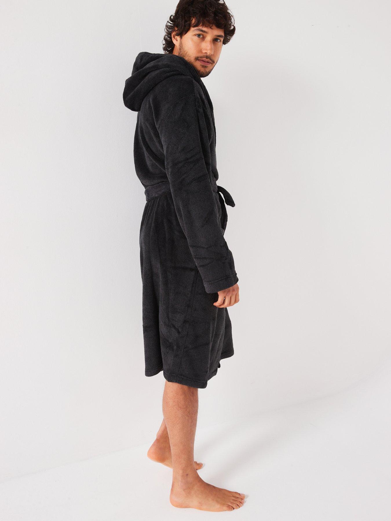 Image 5 of 6 of Very Man Supersoft Hooded&nbsp;Dressing Gown&nbsp;- Charcoal