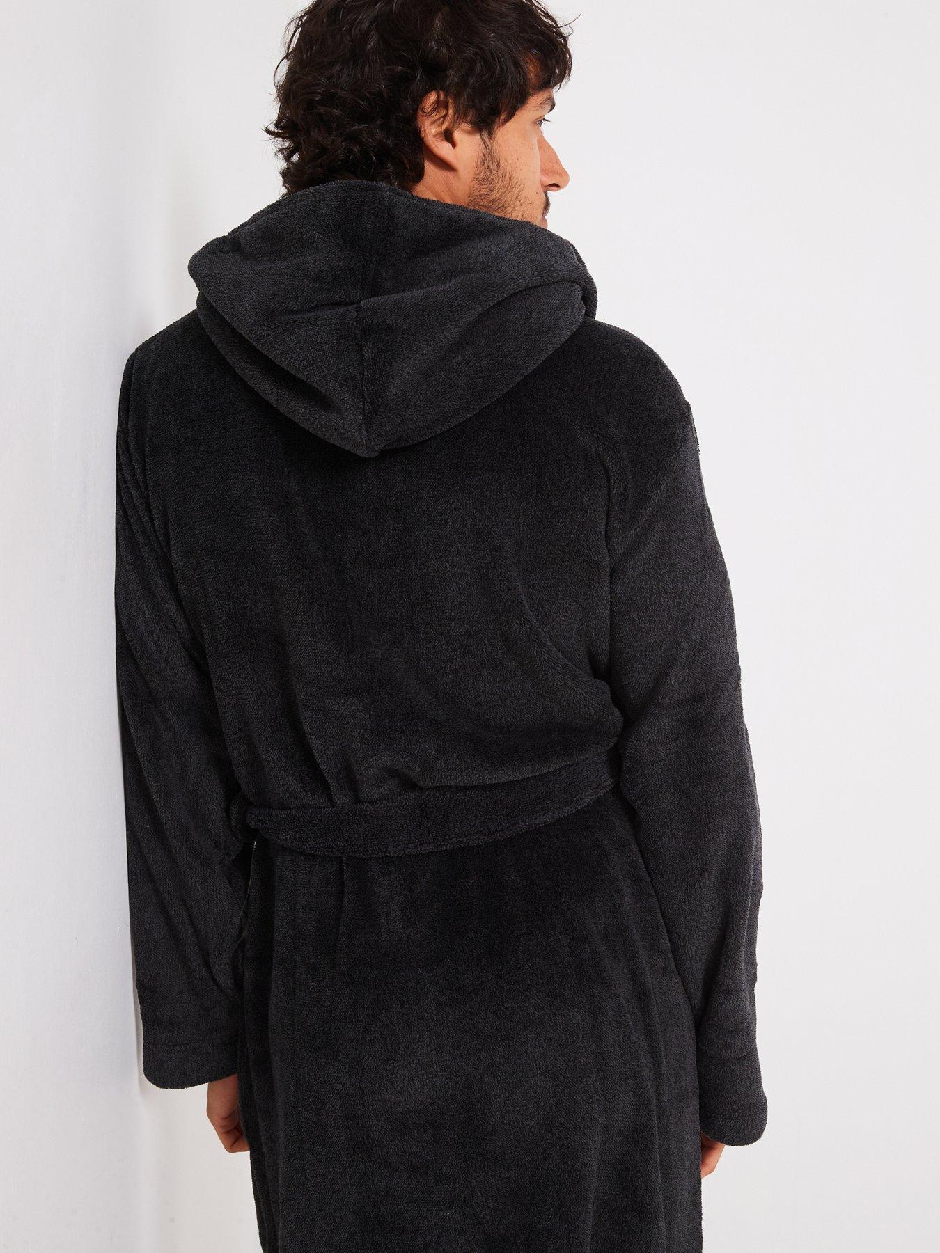 Image 6 of 6 of Very Man Supersoft Hooded&nbsp;Dressing Gown&nbsp;- Charcoal