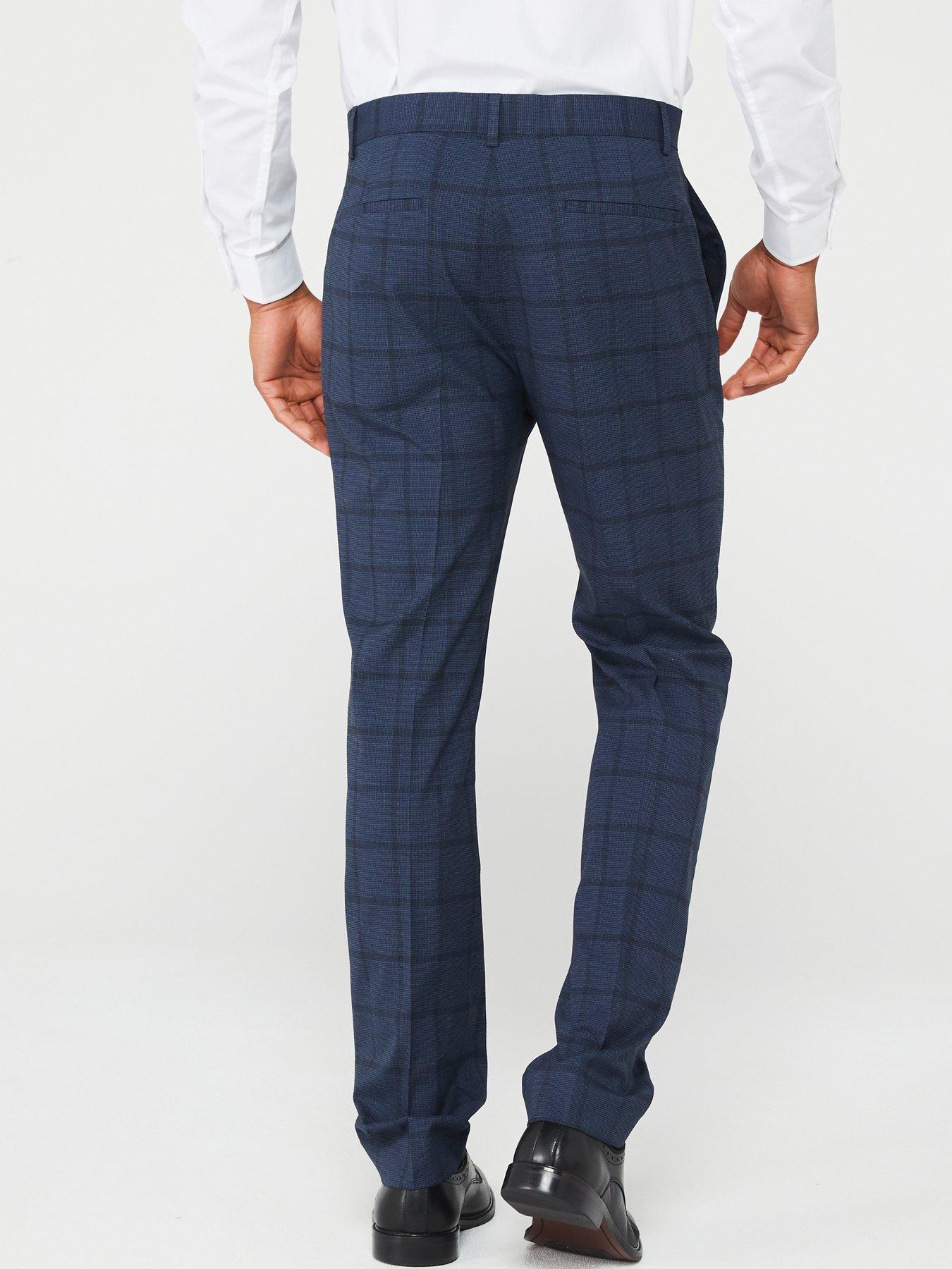 Very Man Slim Fit Check Suit Trouser - Navy | Very.co.uk