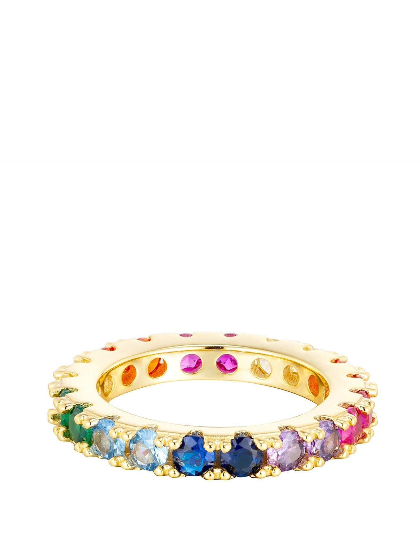 Image 2 of 3 of The Love Collection 18ct gold plated sterling silver Rainbow CZ  Eternity Ring