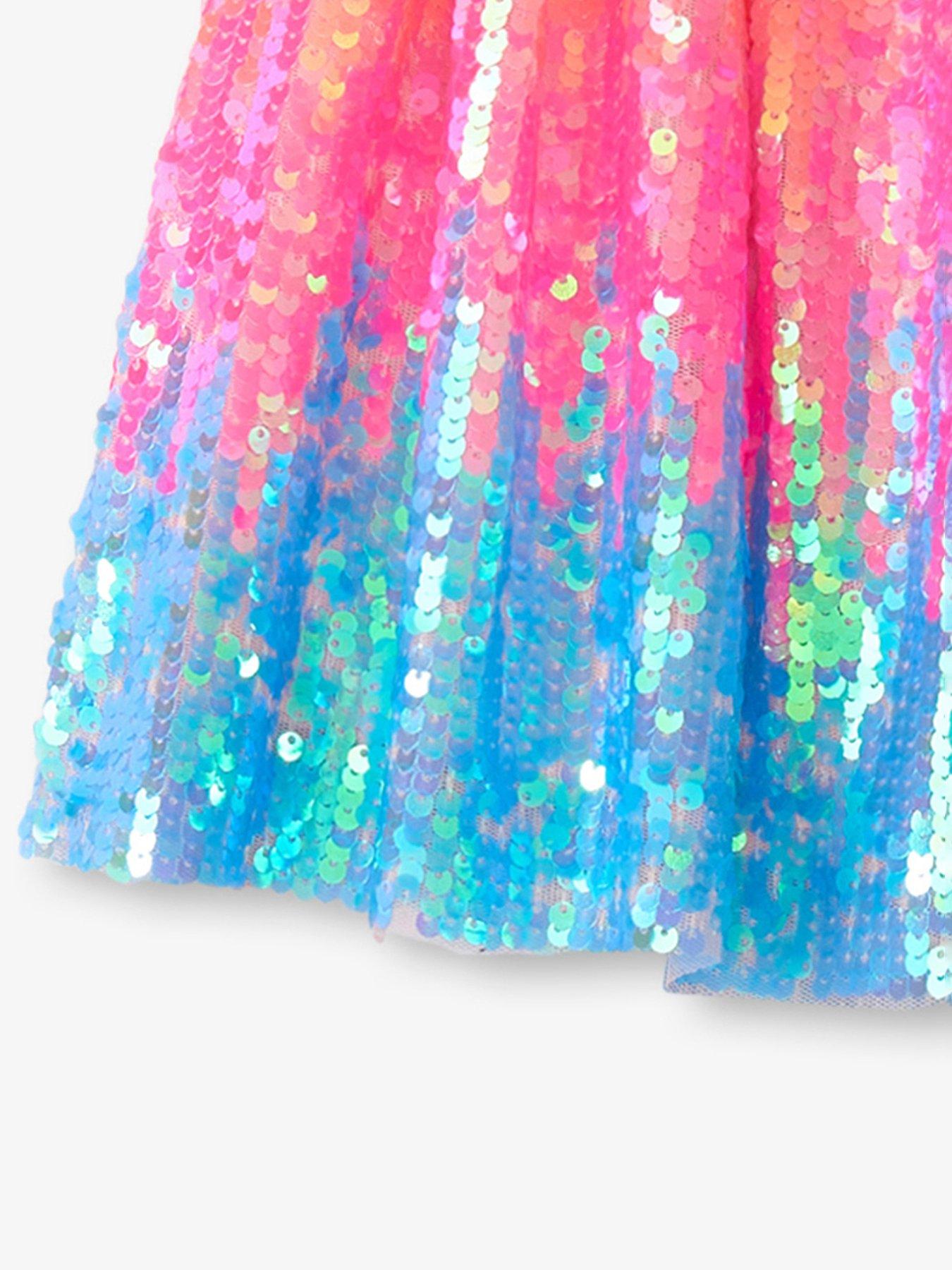 Pink rainbow sequin tulle skirt deals
