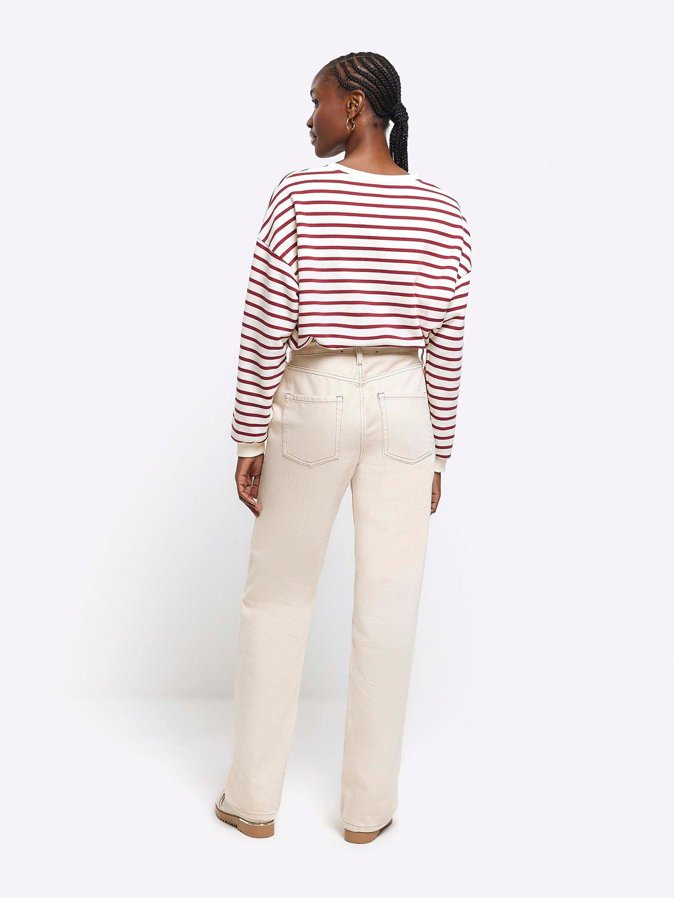 Image 2 of 5 of River Island Relaxed Straight Leg Jean - Ecru