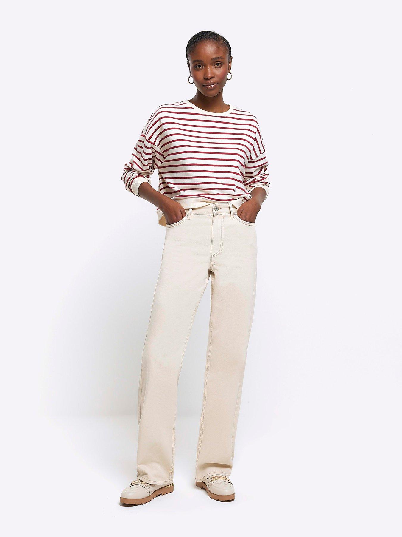 Image 3 of 5 of River Island Relaxed Straight Leg Jean - Ecru