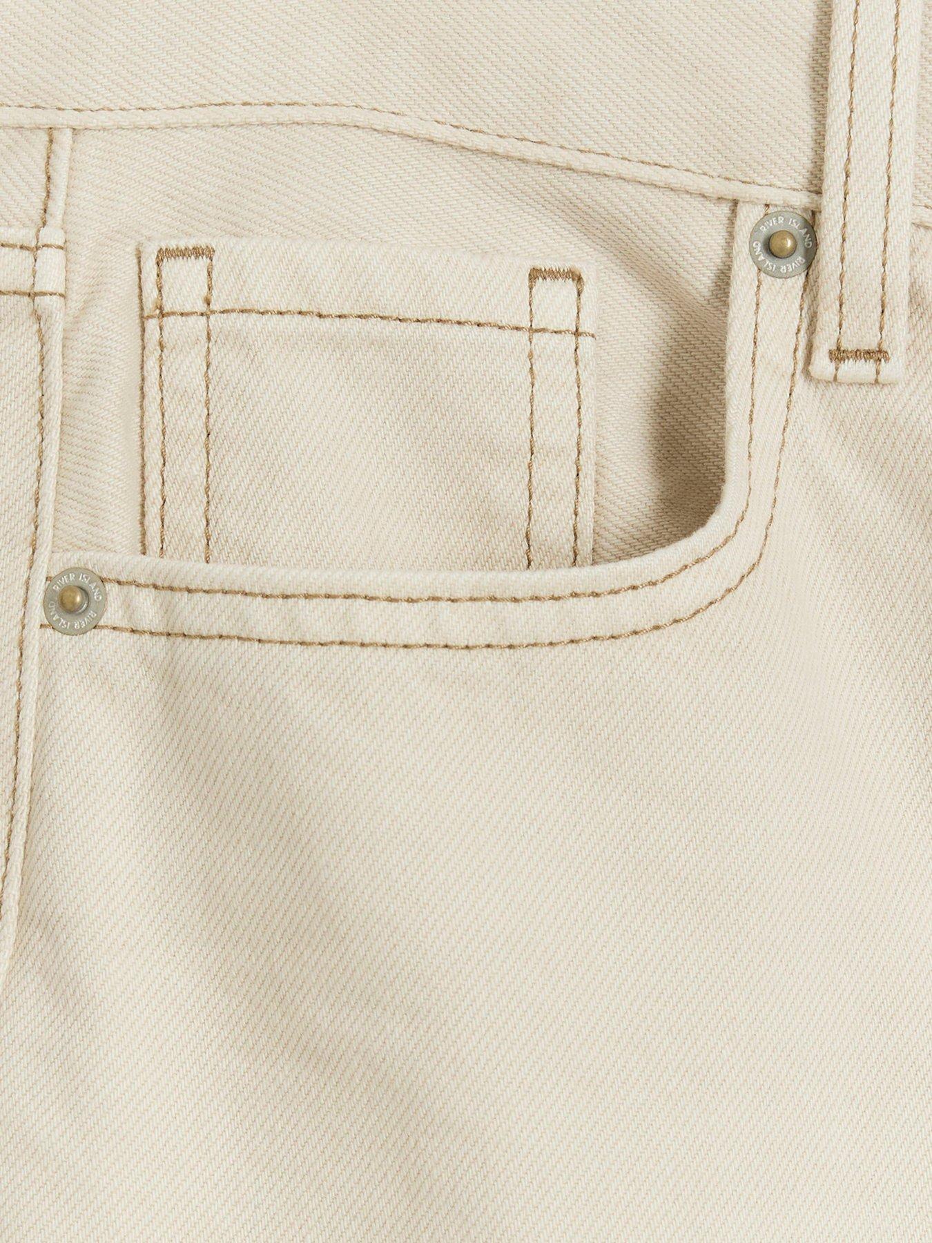 Image 5 of 5 of River Island Relaxed Straight Leg Jean - Ecru