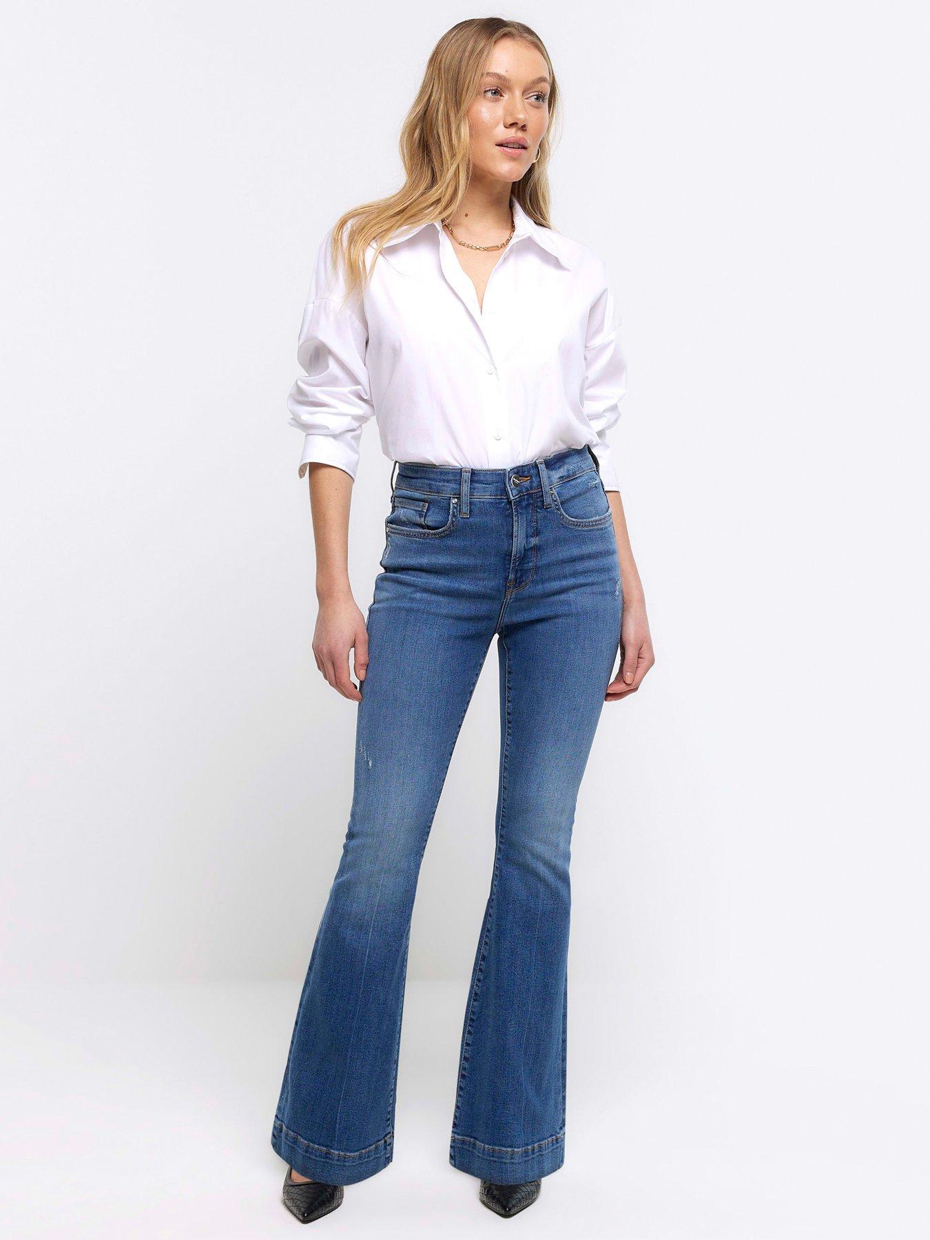 Image 3 of 4 of RI Petite Tummy Hold Flare Jean - Medium Denim