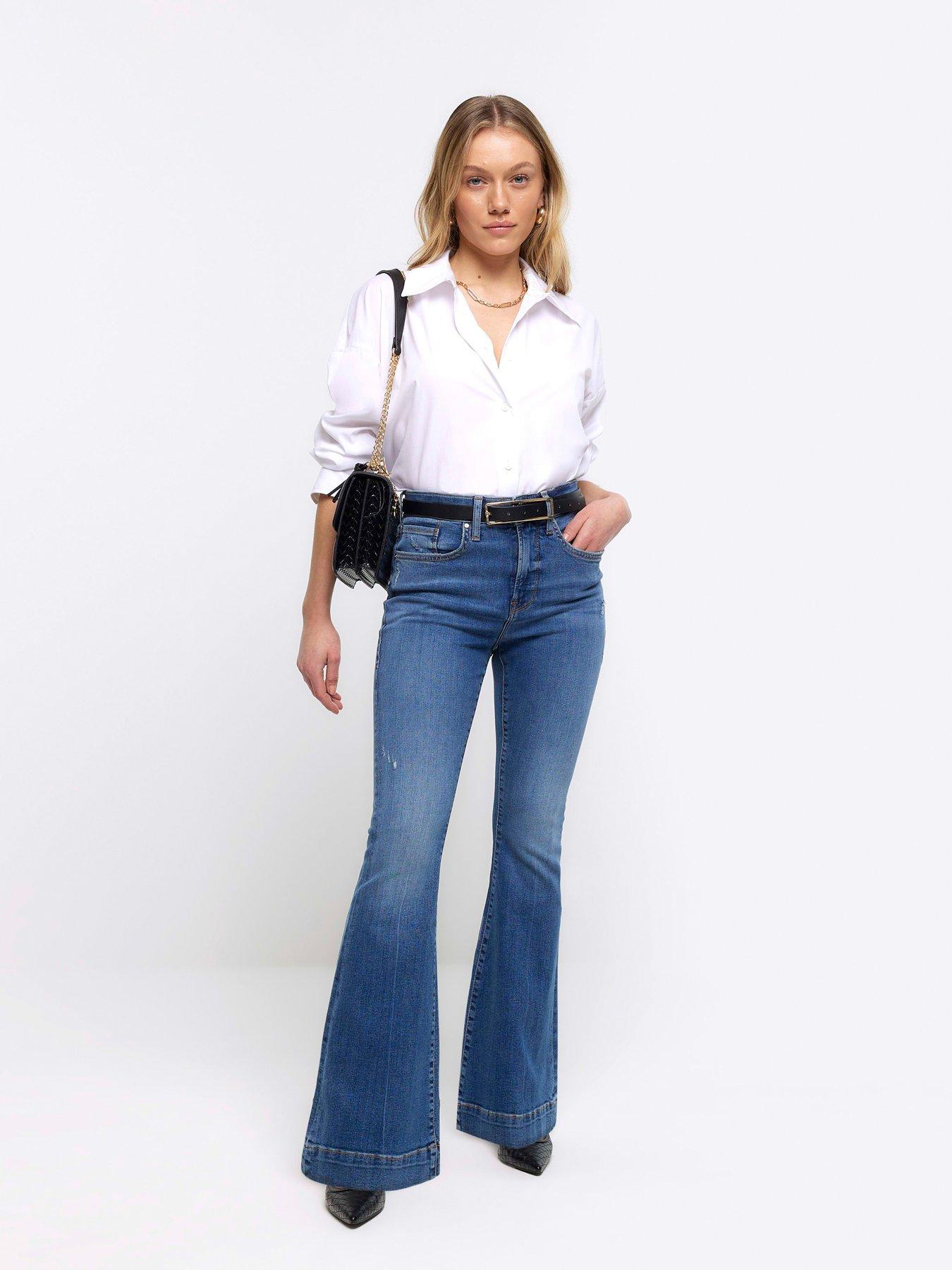 Image 4 of 4 of RI Petite Tummy Hold Flare Jean - Medium Denim